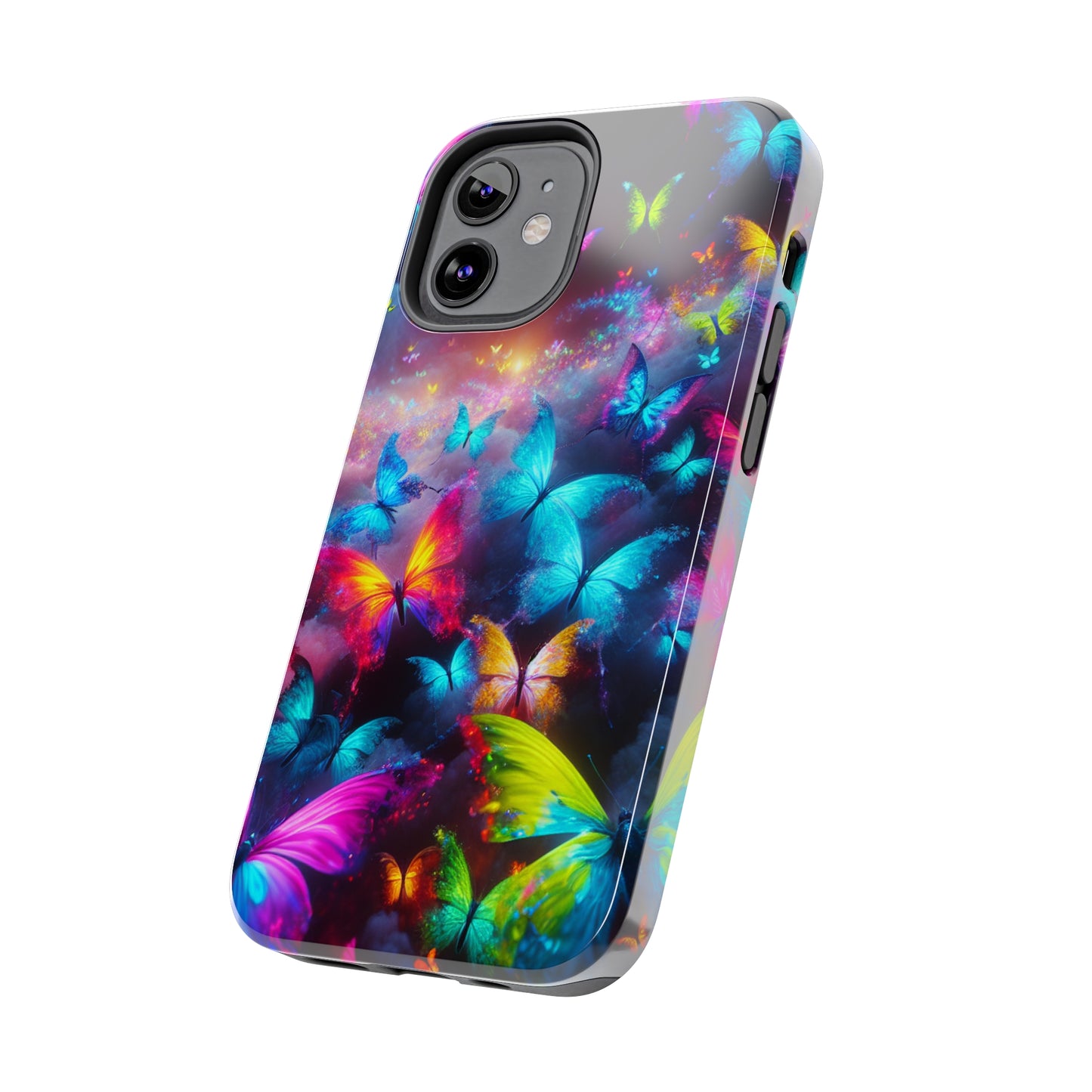 "Neon Flutterings" NEON Butterflies Tough Phone Case Iphone 7 8 9 10 11 12 13 14 SE X XR XS Pro Max Mini Plus