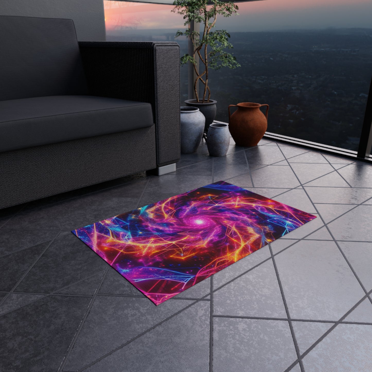Neon Infinity Fantasia. Infinity Patterns Outdoor Rug