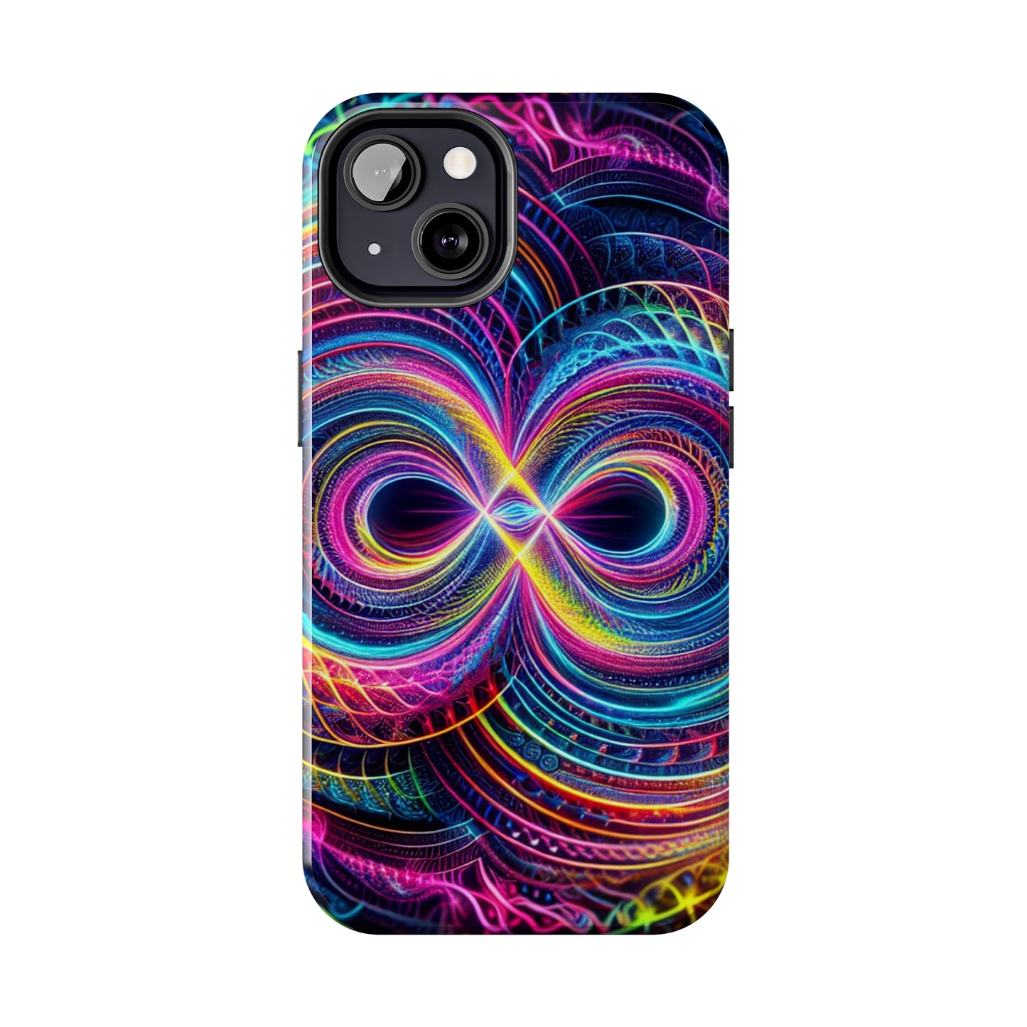 Psychedelic Dreams in Neon Void. Trippy Infinity Patterns Tough Phone Case Iphone 7 8 9 10 11 12 13 14 Pro Max Mini Plus XR XS SE