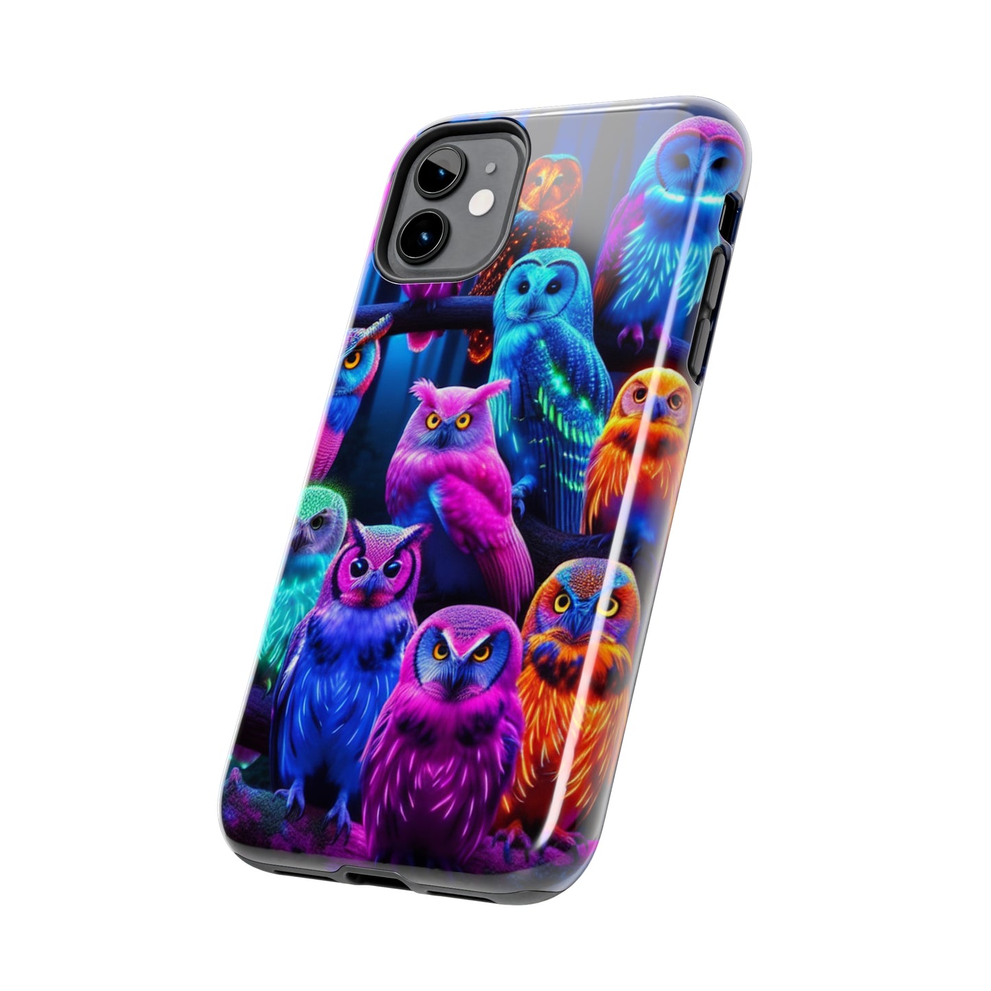 Neon Party of Owls NEON Owls Phone Case Iphone 7 8 9 10 11 12 13 14 Pro Max Mini Plus XR XS SE