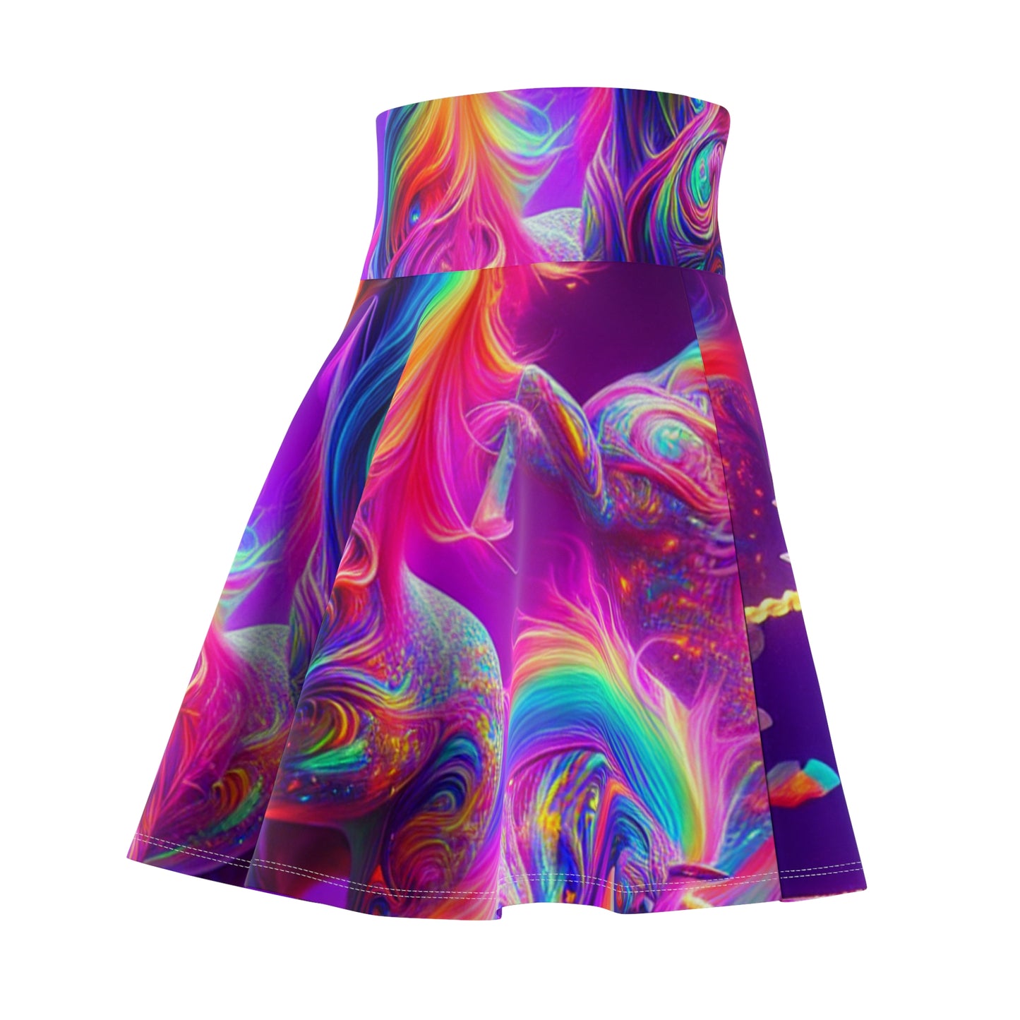 "Neon Dreamscape" -NEON Unicorns Woman' Skater Skirt
