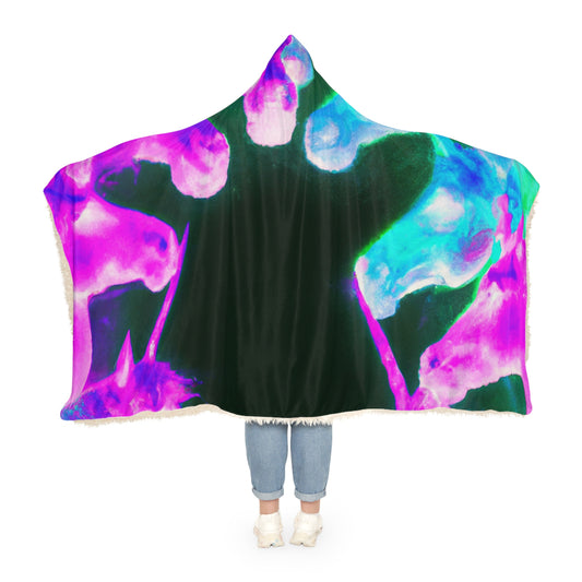 "Neon Dreamscape" - NEON Unicorns Art Hooded Snuggle Blanket