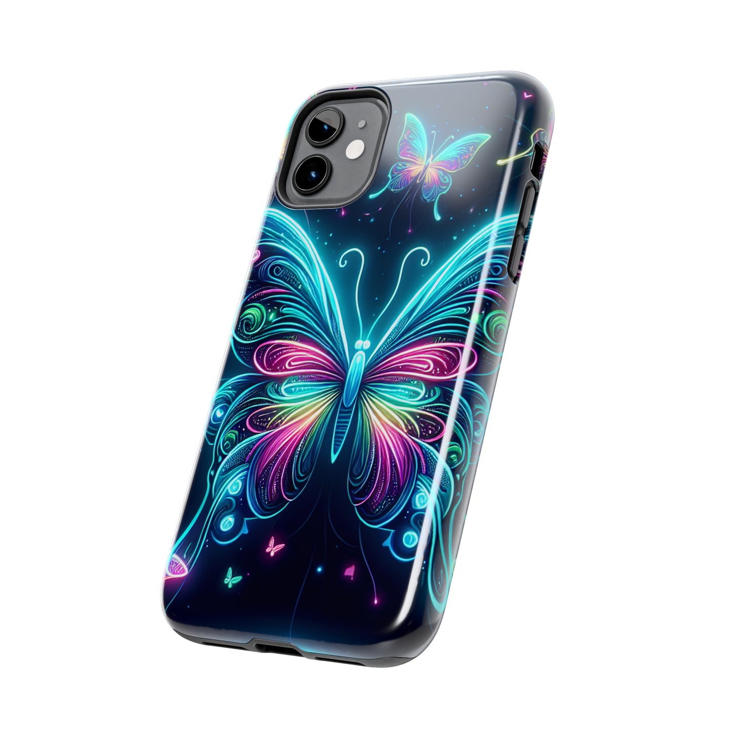 "Neon Butterfly Glo-Rama" NEON Butterflies Tough Phone Case Iphone 6 7 8 9 10 11 12 13 14 SE X XR XS Pro Max Mini Plus