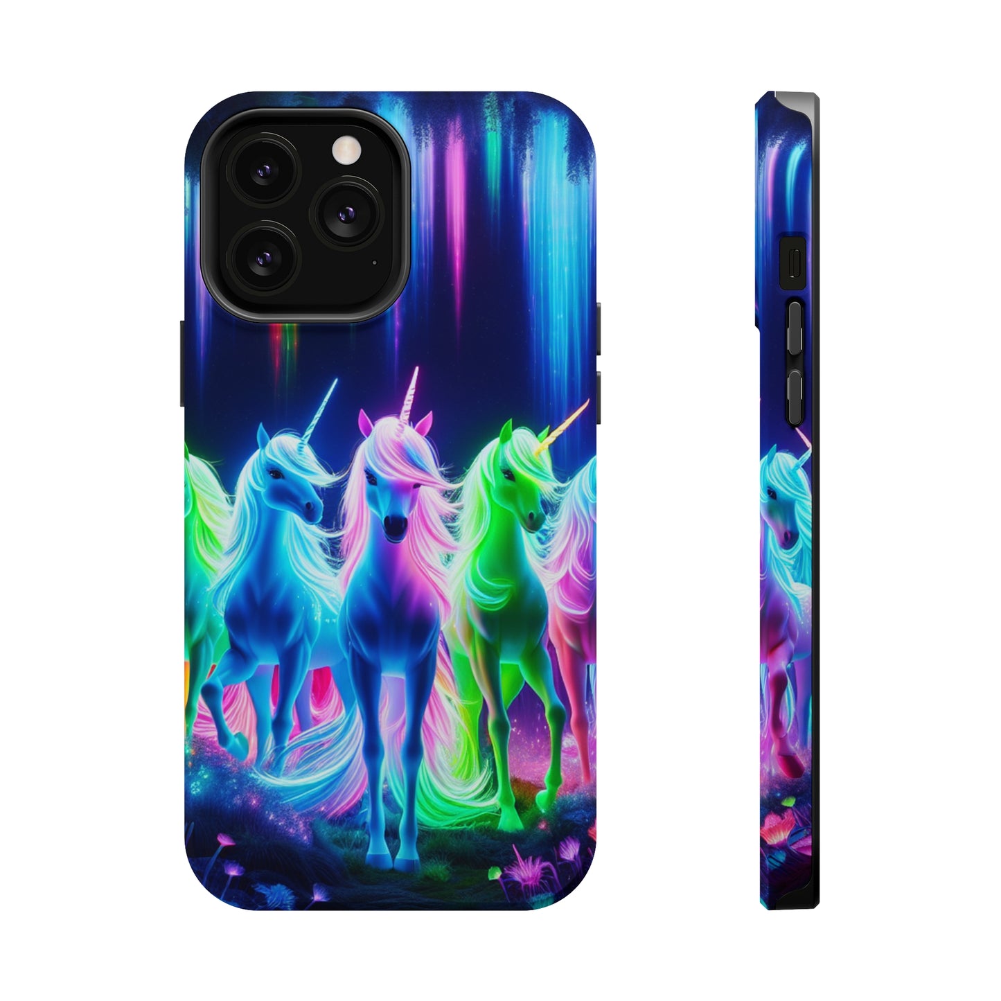 Neon Unicorn Pods. Neon Unicorns Premium Art Magsafe Magnet Tough IPhone 13 14 15 Pro Plus Max and Mini in Matte and Glossy Phone cases