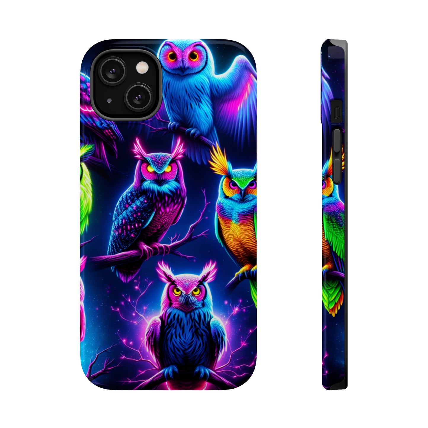 Neon Owlfection. Neon Owls Premium Art Magsafe Magnet Tough IPhone 13 14 15 Pro Plus Max and Mini in Matte and Glossy Phone cases