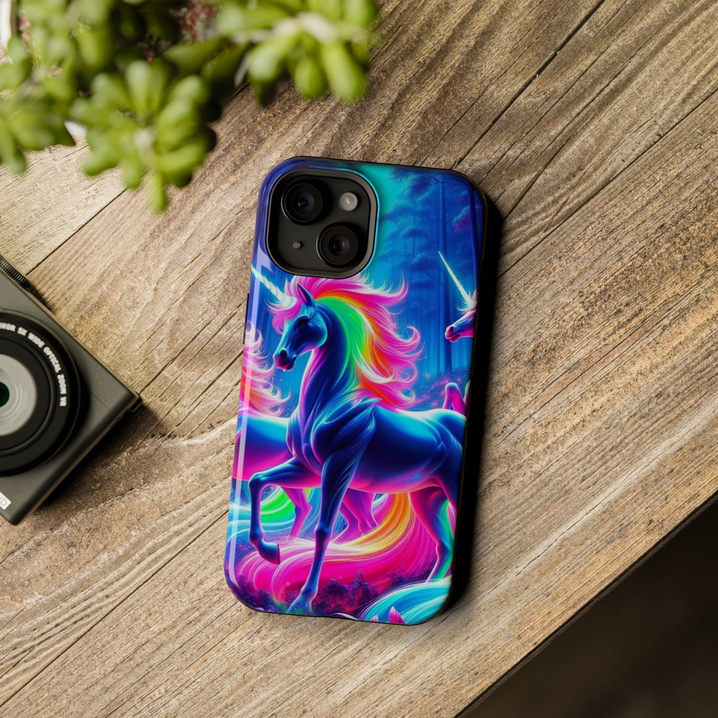 NeonNocturnals Neon Unicorns Premium Art Magsafe Magnet Tough IPhone 13 14 15 Pro Plus Max and Mini in Matte and Glossy Phone cases