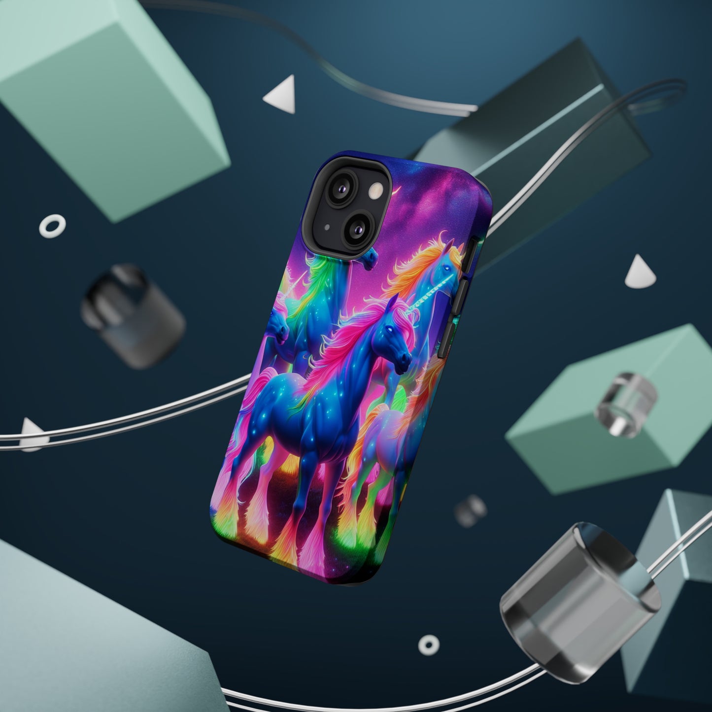 Neon Unicorn Congregation Neon Unicorns Premium Art Magsafe Magnet Tough IPhone 13 14 15 Pro Plus Max and Mini in Matte and Glossy Phone cases