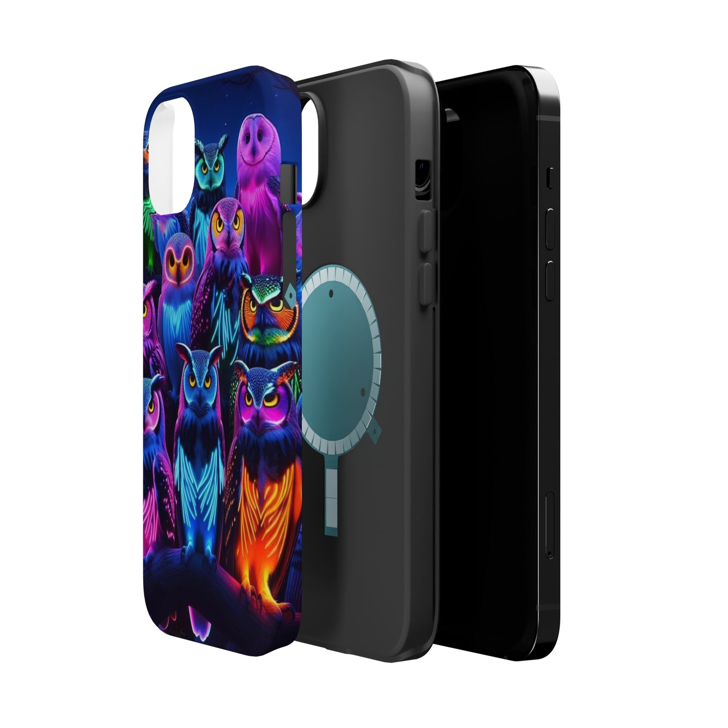 Neon Nocturne Owls. Neon Owls Premium Art Magsafe Magnet Tough IPhone 13 14 15 Pro Plus Max and Mini in Matte and Glossy Phone cases