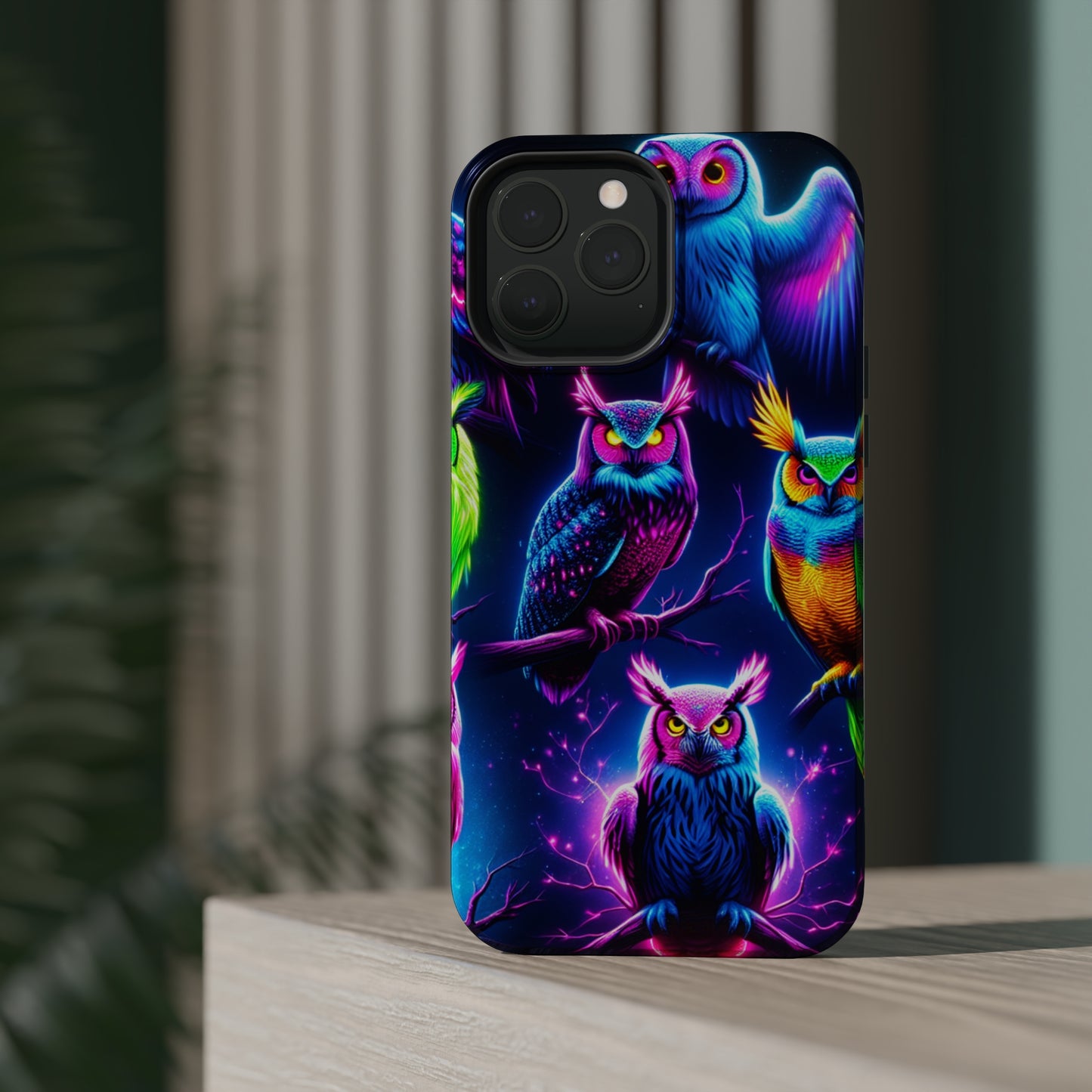 Neon Owlfection. Neon Owls Premium Art Magsafe Magnet Tough IPhone 13 14 15 Pro Plus Max and Mini in Matte and Glossy Phone cases