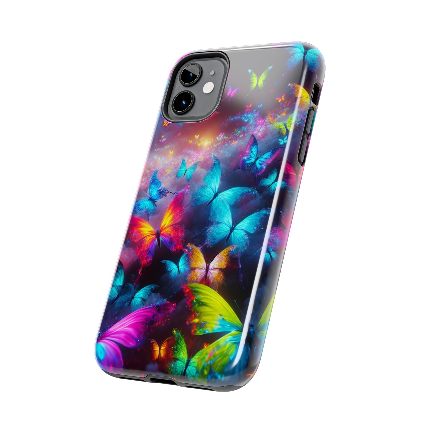 "Neon Flutterings" NEON Butterflies Tough Phone Case Iphone 7 8 9 10 11 12 13 14 SE X XR XS Pro Max Mini Plus