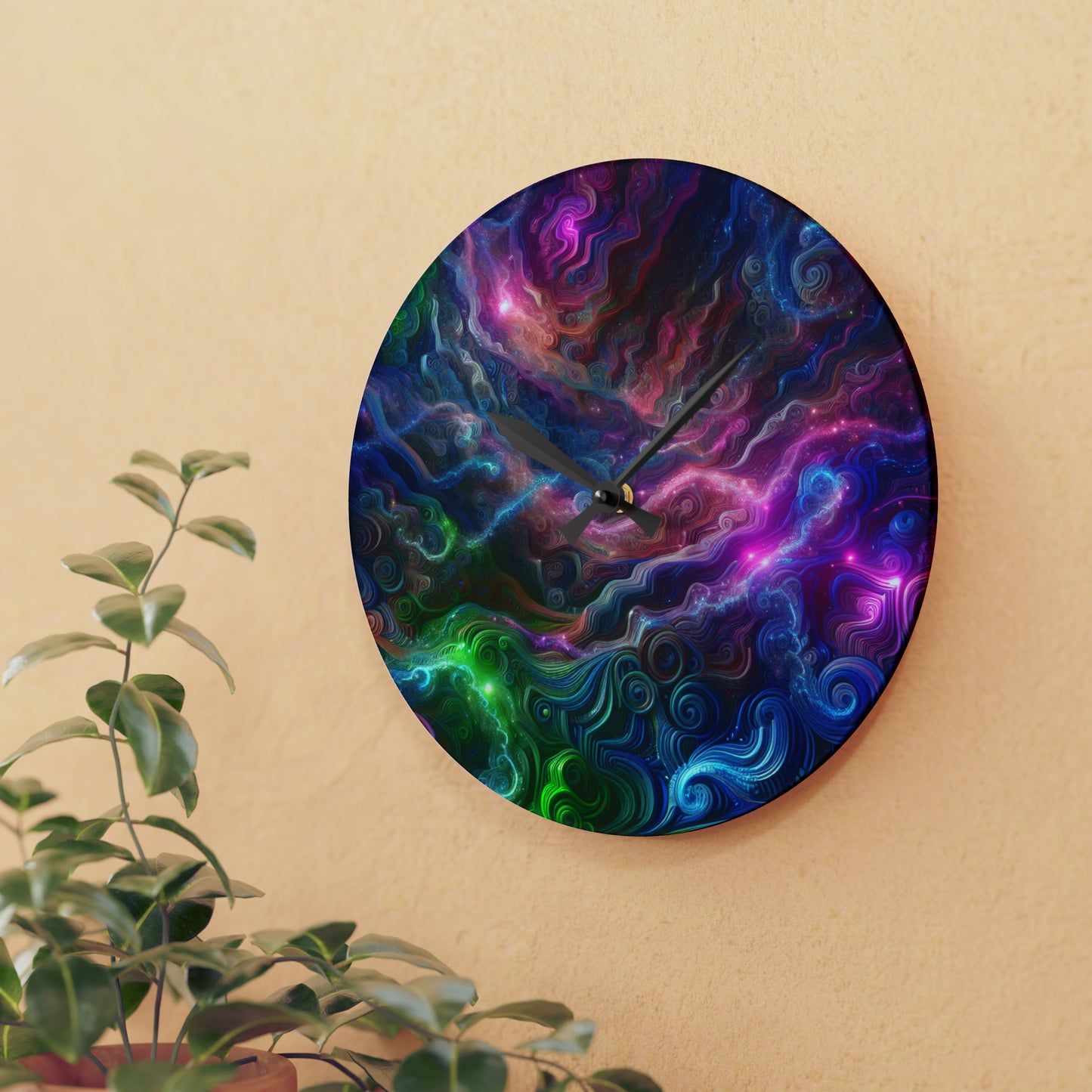 Neon Infinity Vortex. Infinity Patterns Art Acrylic Clock