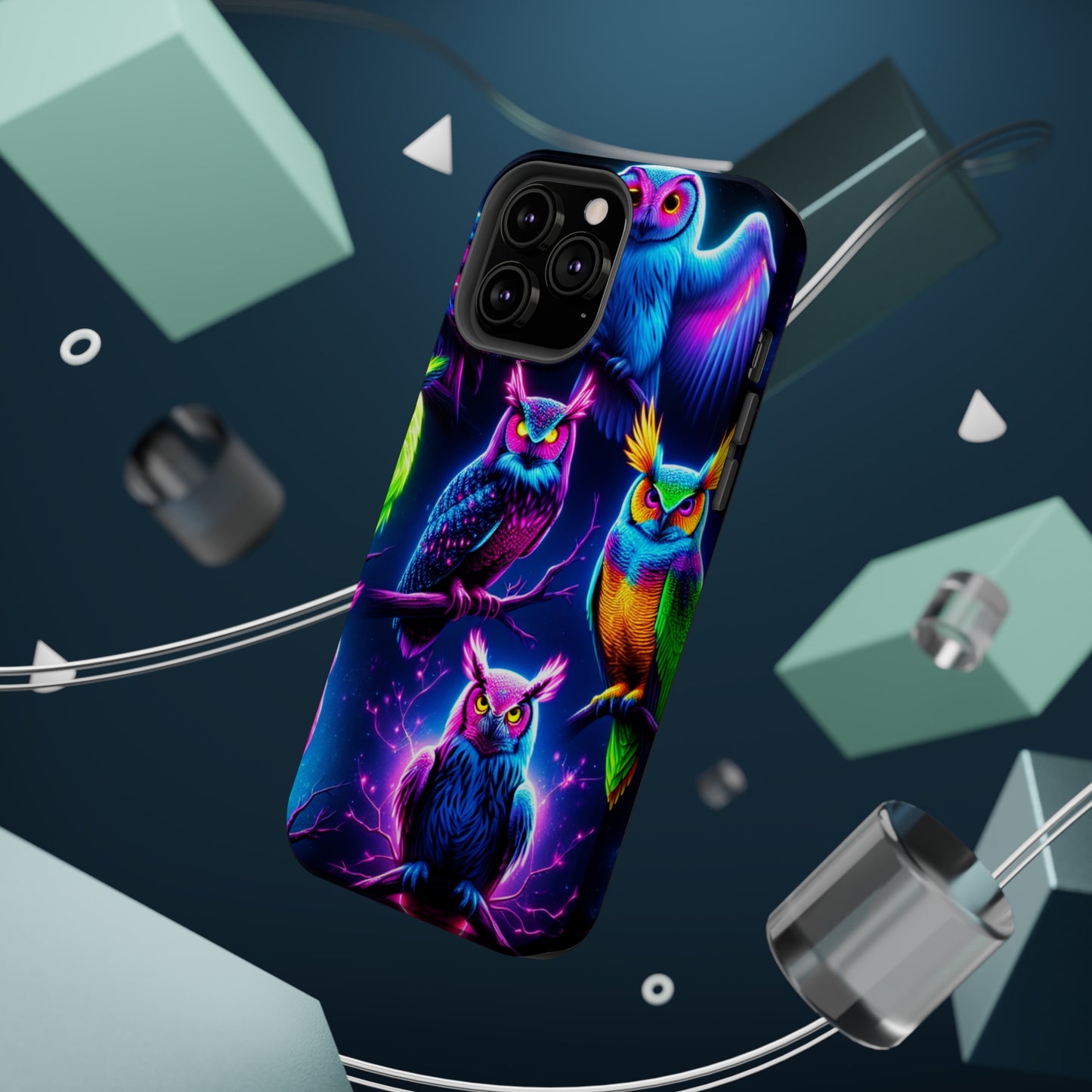 Neon Owlfection. Neon Owls Premium Art Magsafe Magnet Tough IPhone 13 14 15 Pro Plus Max and Mini in Matte and Glossy Phone cases