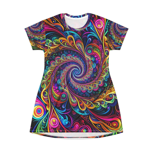 Neon Eternity Vortex. Infinity Patterns Womans T Shirt Dress
