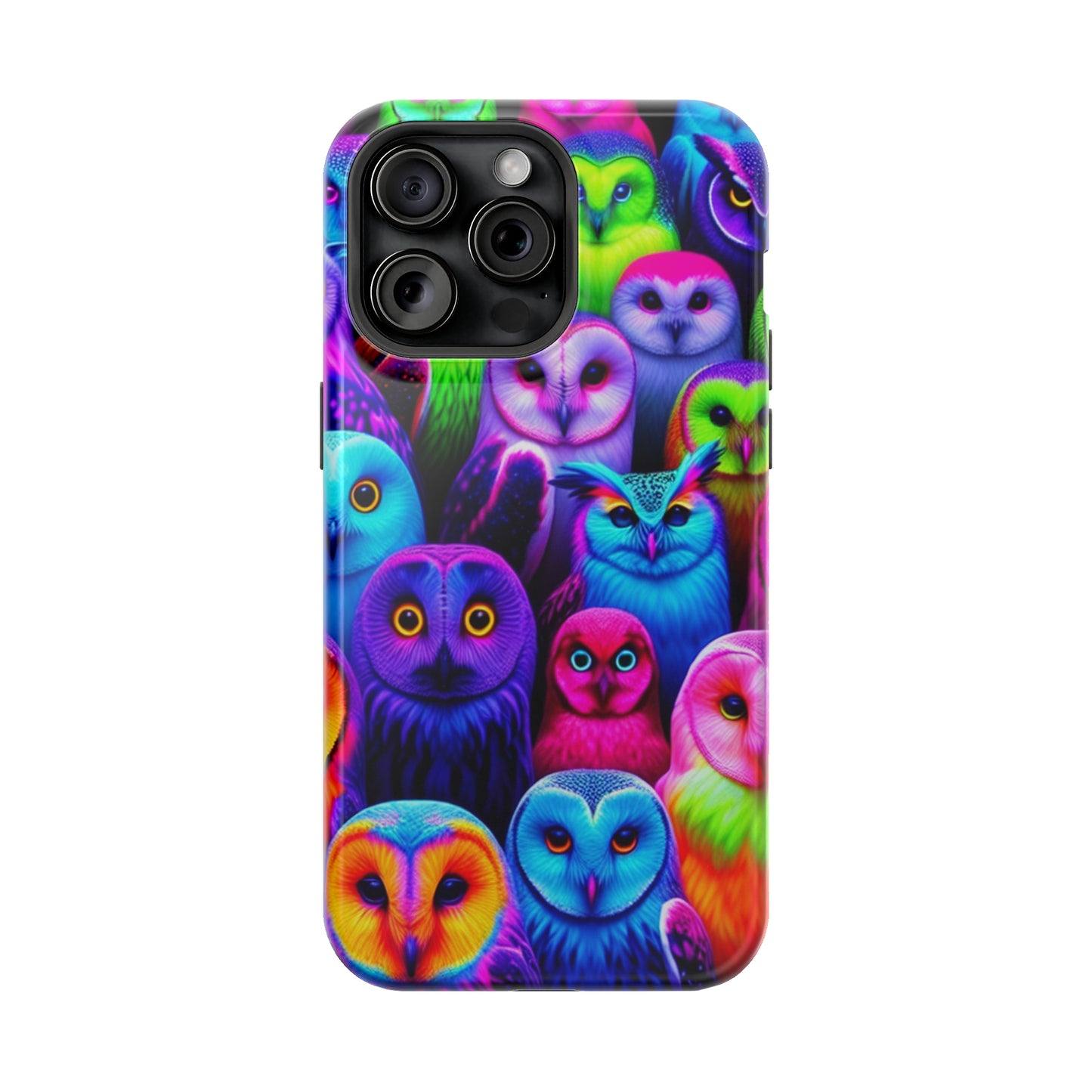 Vivid Nocturnal Neonatures Neon Owls Premium Art Magsafe Magnet Tough IPhone 13 14 15 Pro Plus Max and Mini in Matte and Glossy Phone cases