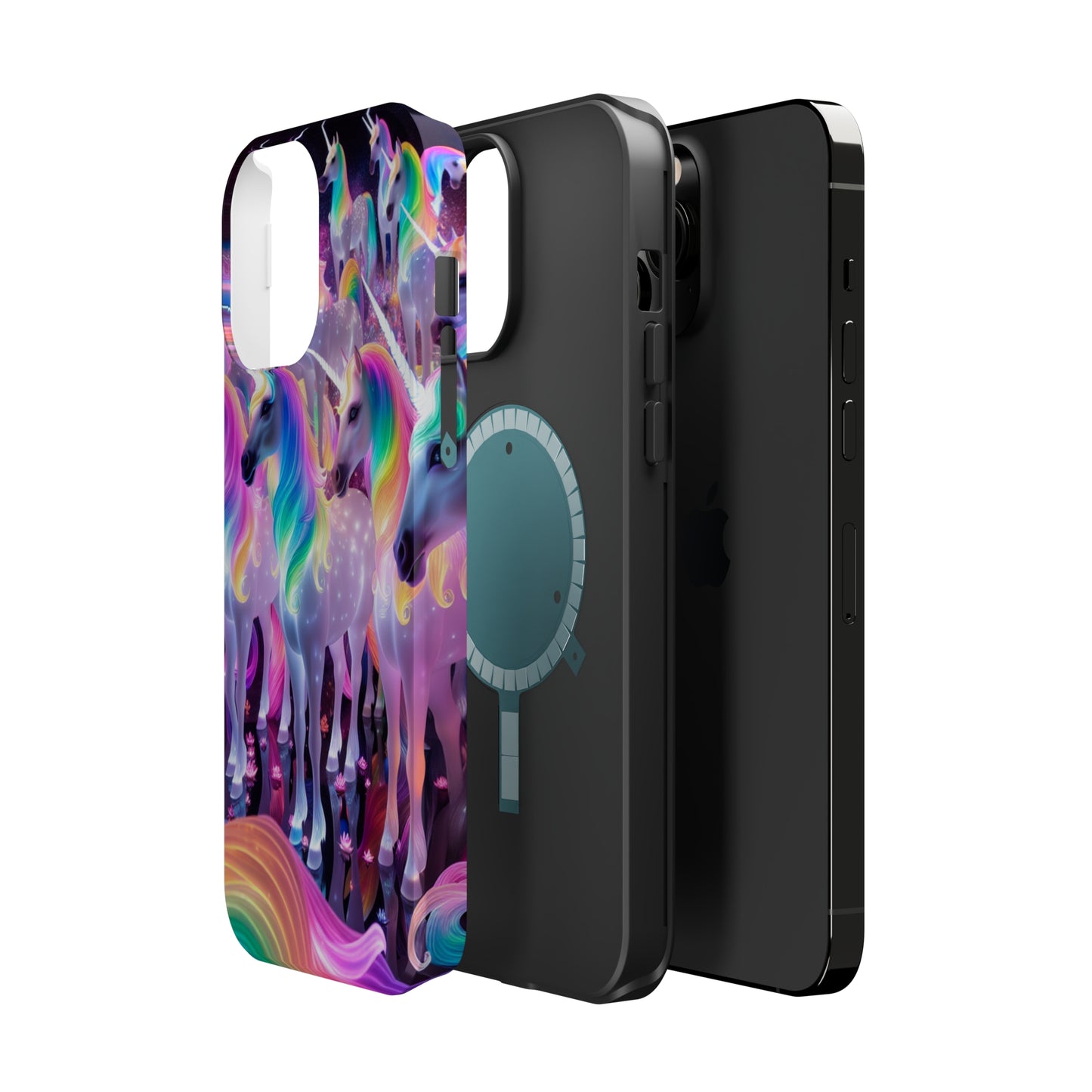 Neon Wonderland Unicorns Neon Unicorns Premium Art Magsafe Magnet Tough IPhone 13 14 15 Pro Plus Max and Mini in Matte and Glossy Phone cases