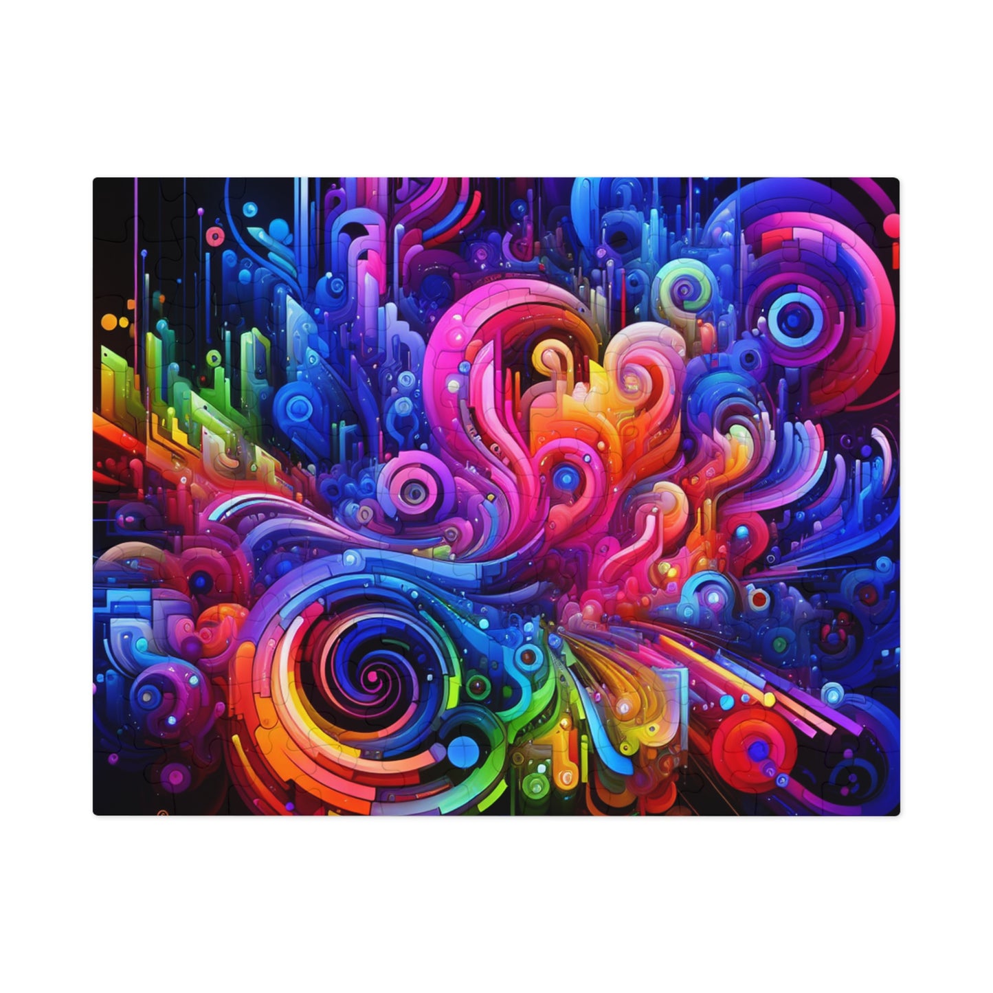 "Neon Flux" - Neon Trippy Infinity Patterns Puzzle 30, 110, 252, and 1000 Pieces