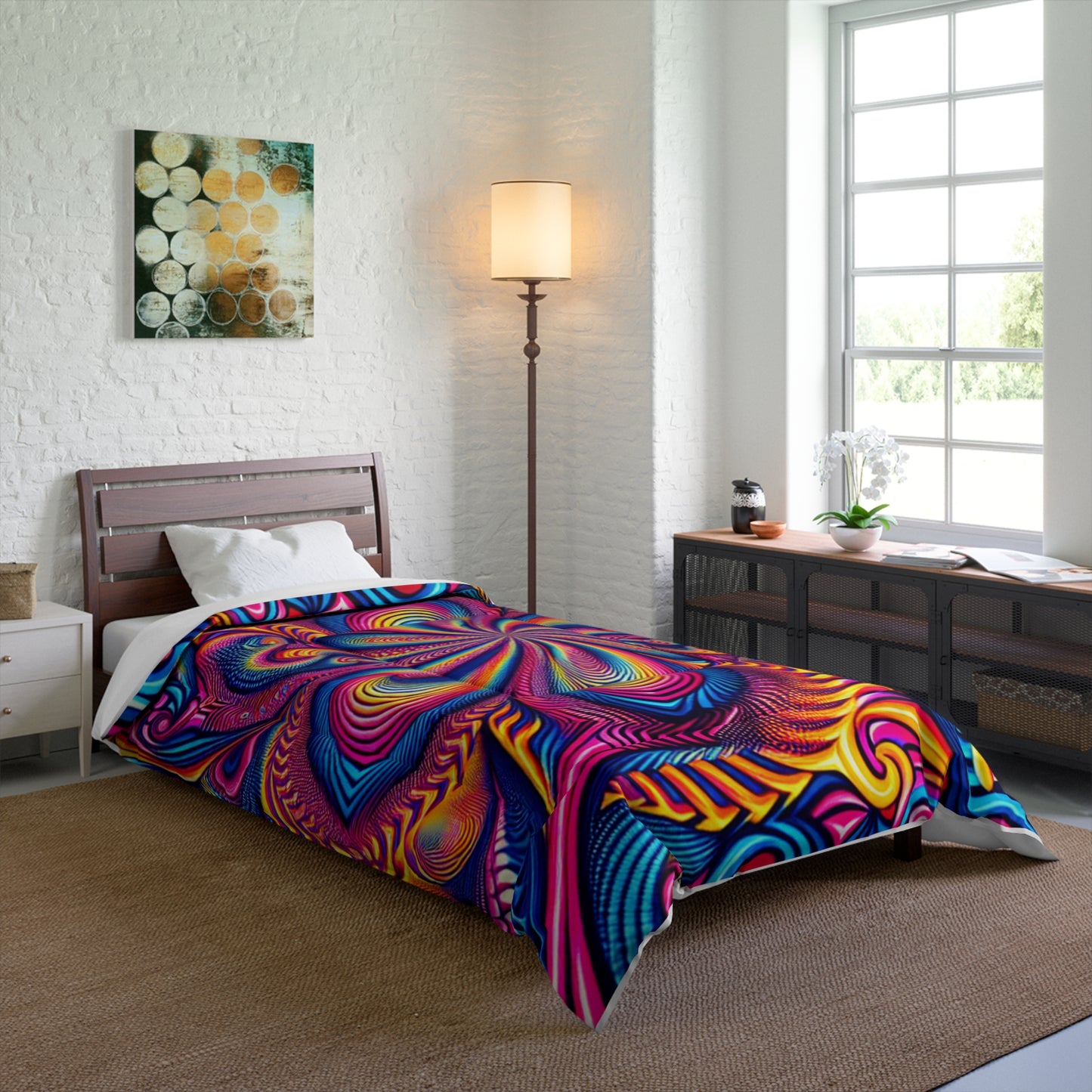 Neon Infinity Fantasia. Trippy Infinity Patterns Comforter Blanket
