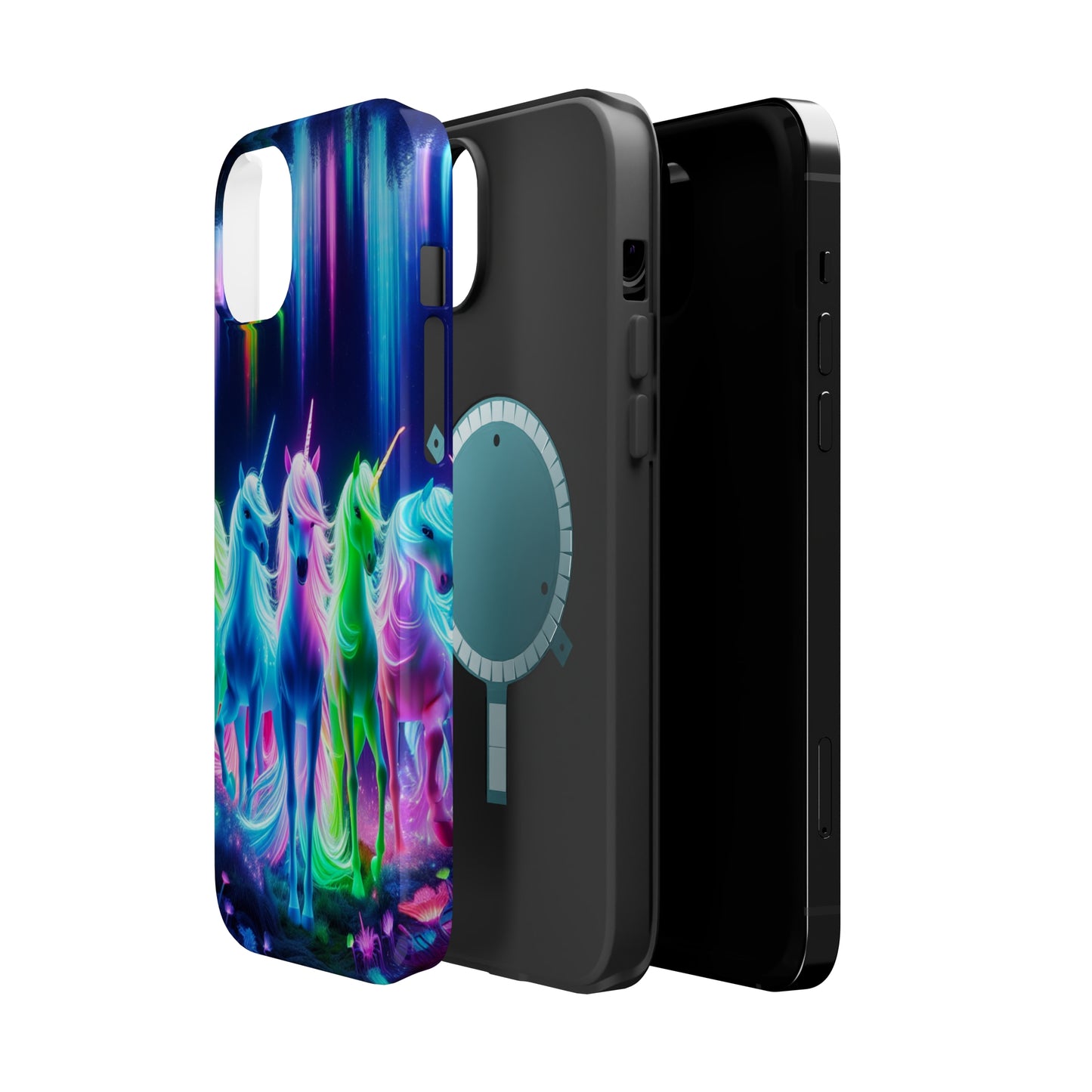 Neon Unicorn Pods. Neon Unicorns Premium Art Magsafe Magnet Tough IPhone 13 14 15 Pro Plus Max and Mini in Matte and Glossy Phone cases