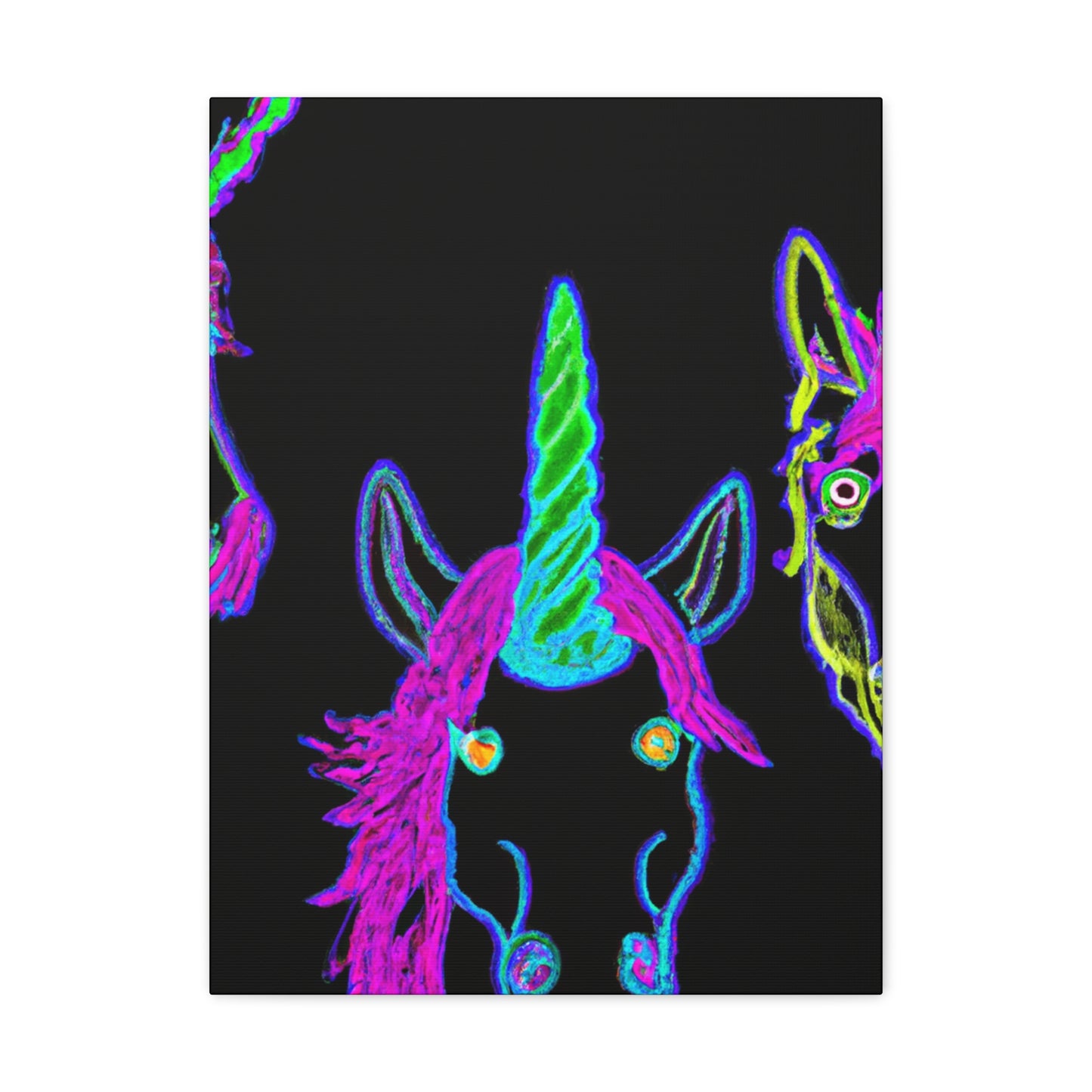 Vibrant Neon Magic. NEON Unicorns Art Canvas
