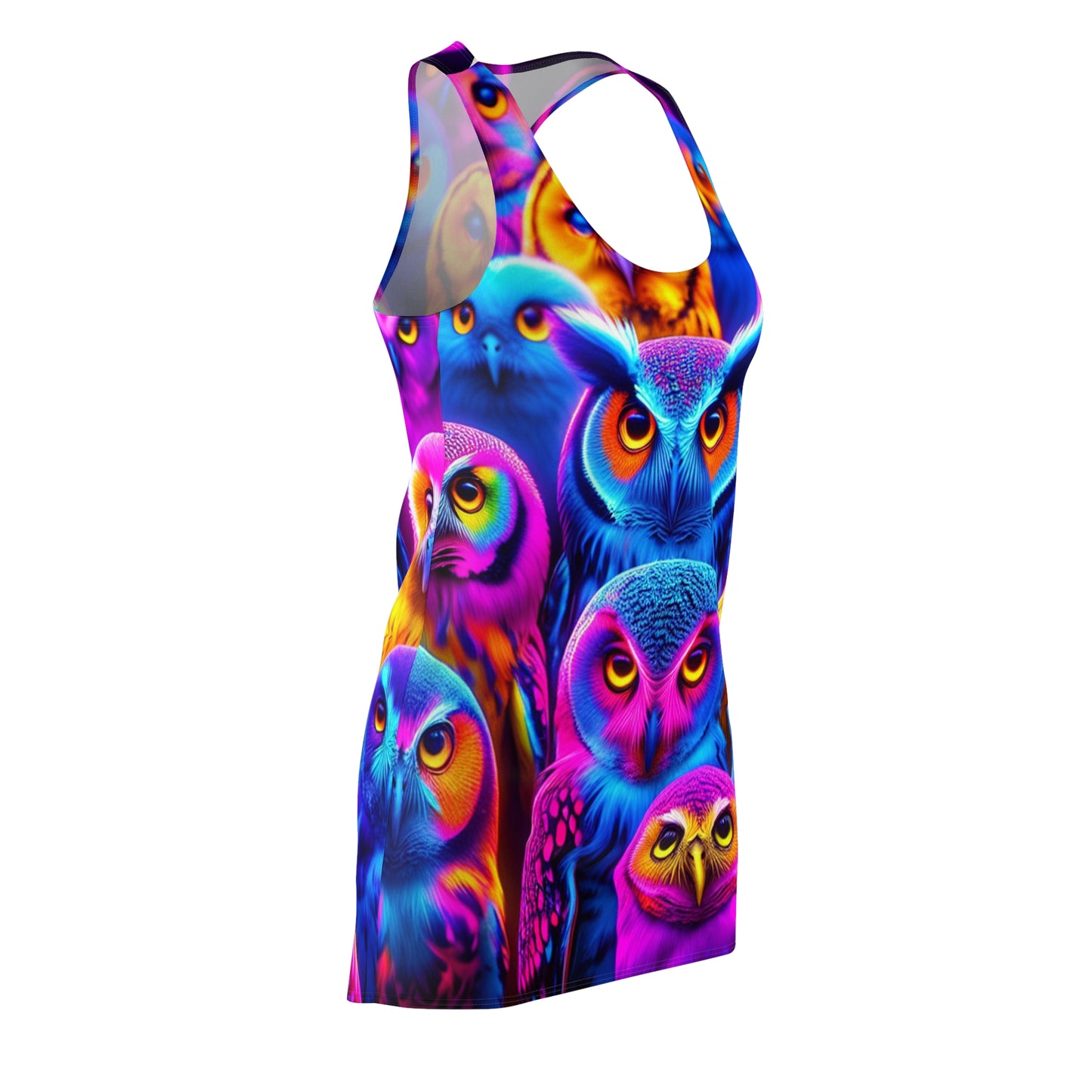 "Owlet Glo'Glow" Neon Owls Racerback Dress
