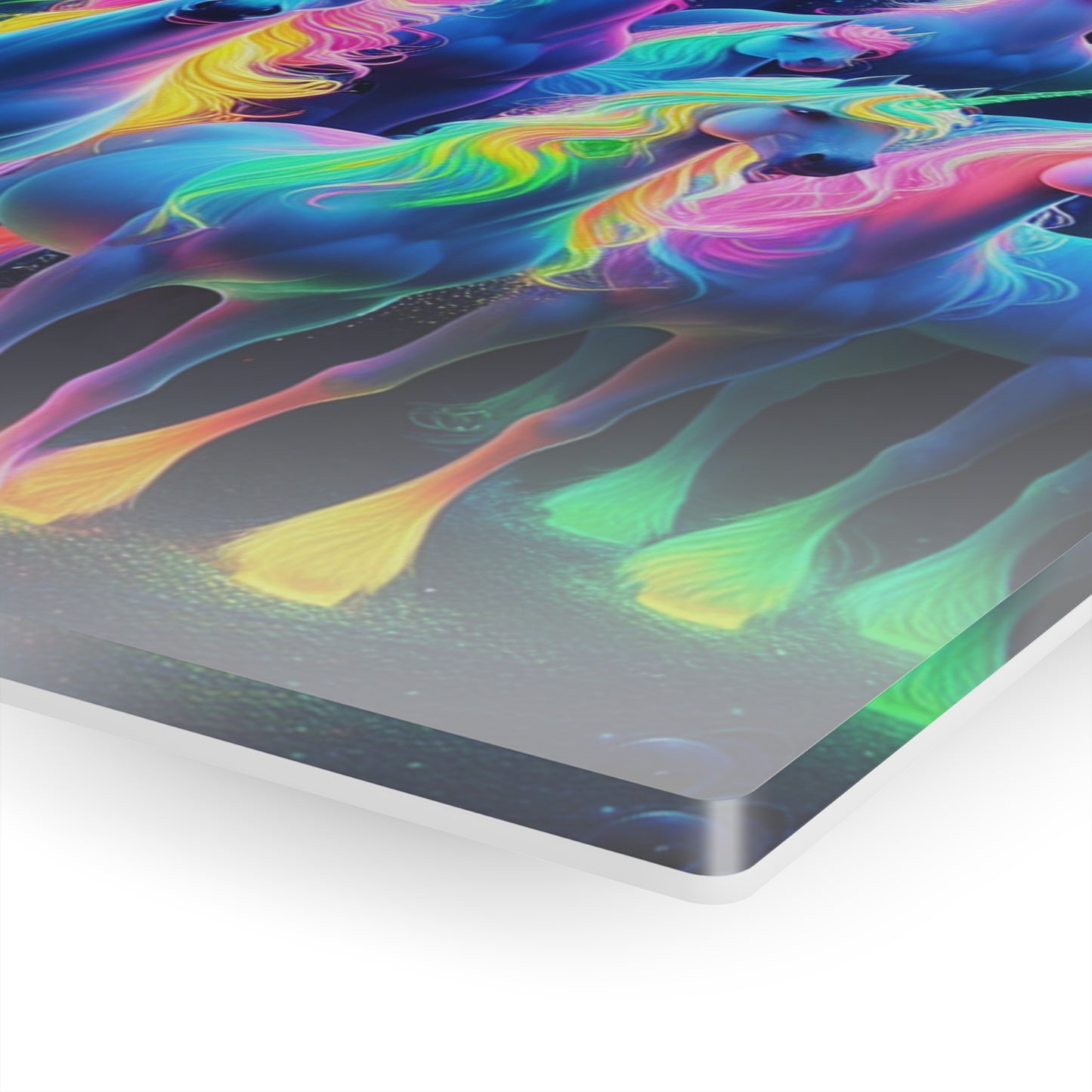 Cosmic Chromatic Unicorns. NEON Unocrons Art 1/4" Glossy Acrylic Art