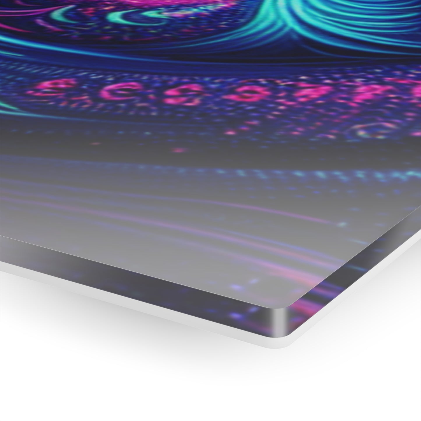 Vibrant Neon Infinity Fractalization. Trippy infity Pattern 1/4" Glossy Acrylic Art