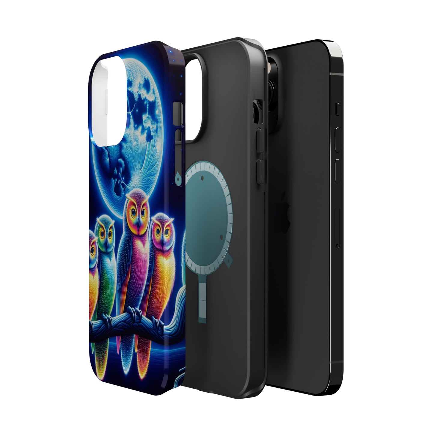 Neon Nocturnal Orbitals. Neon Owls Premium Art Magsafe Magnet Tough IPhone 13 14 15 Pro Plus Max and Mini in Matte and Glossy Phone cases