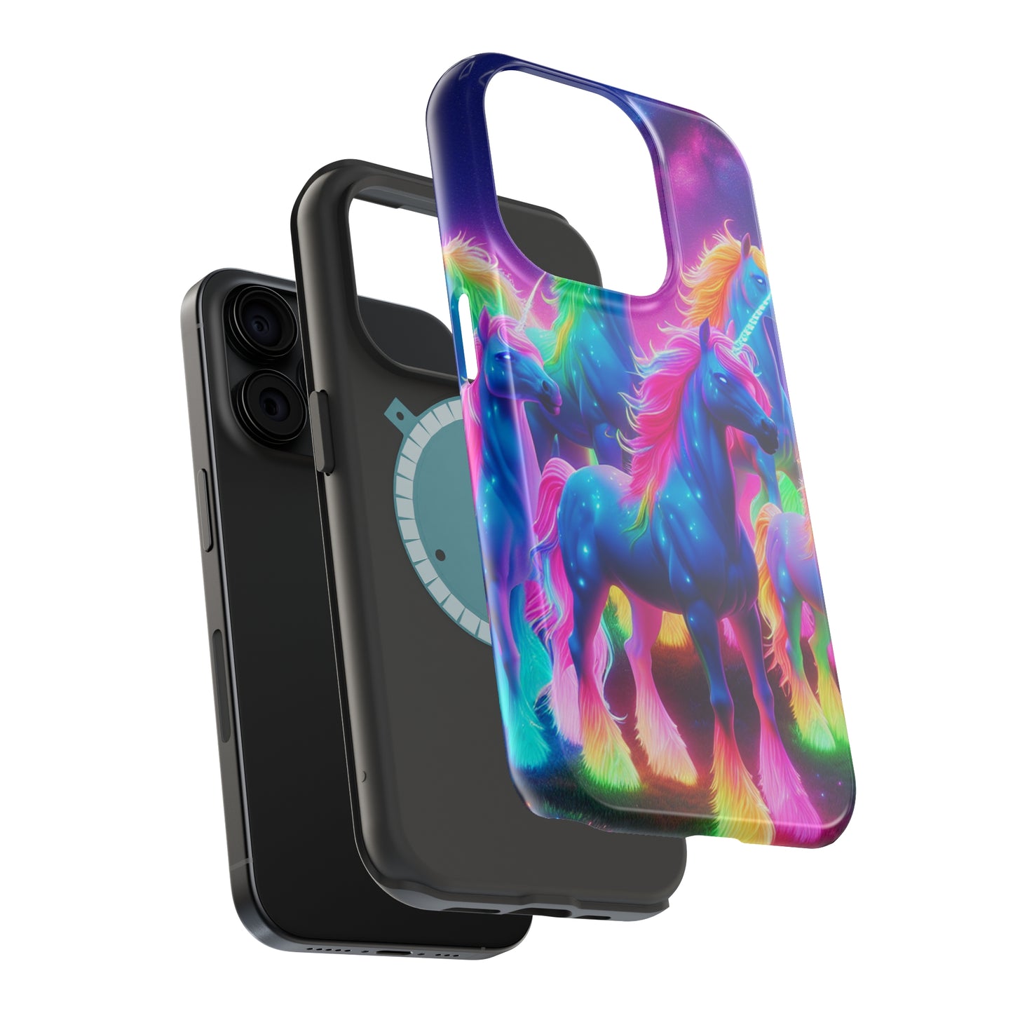 Neon Unicorn Congregation Neon Unicorns Premium Art Magsafe Magnet Tough IPhone 13 14 15 Pro Plus Max and Mini in Matte and Glossy Phone cases