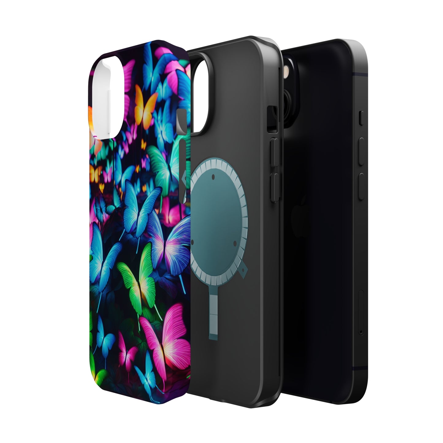 "Neon Butterfly Luridrainbow". Neon Butterflies Premium Art Magsafe Magnet Tough IPhone 13 14 15 Pro Plus Max and Mini in Matte and Glossy Phone cases