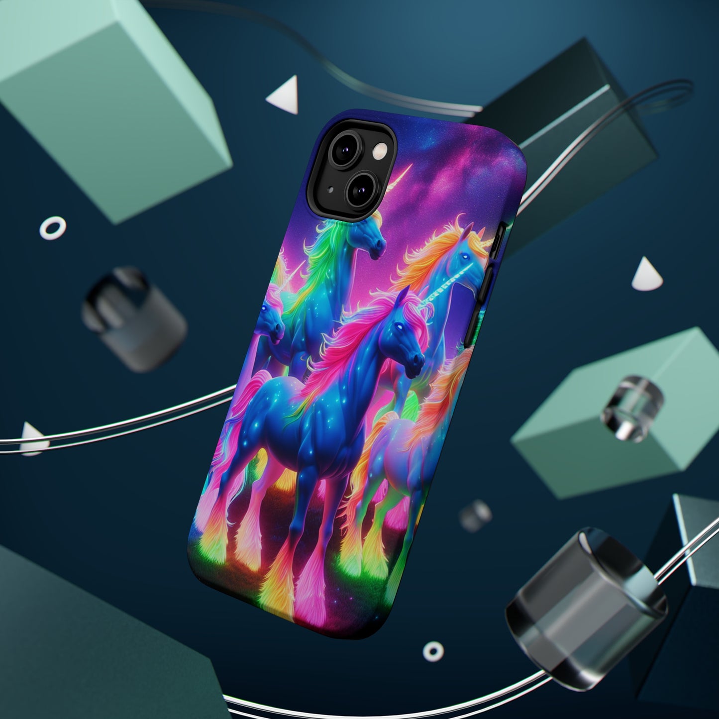 Neon Unicorn Congregation Neon Unicorns Premium Art Magsafe Magnet Tough IPhone 13 14 15 Pro Plus Max and Mini in Matte and Glossy Phone cases
