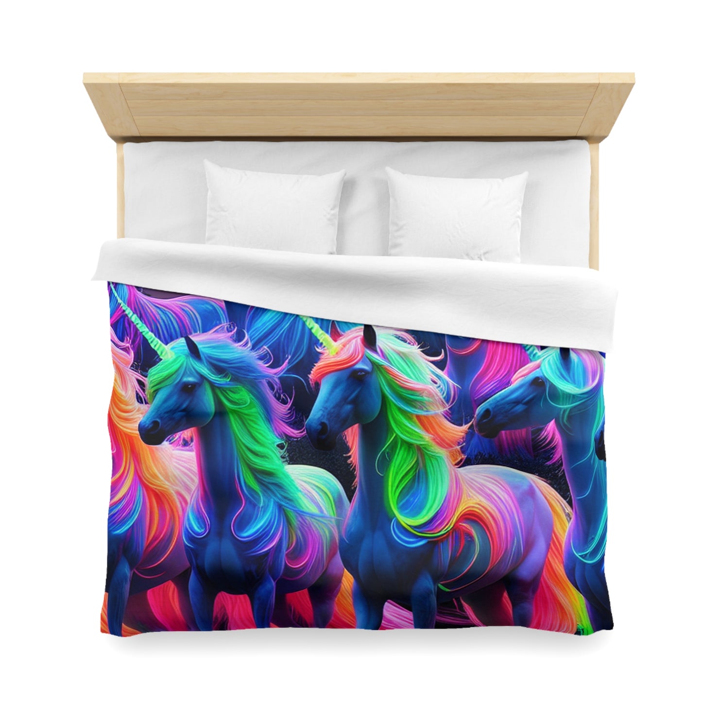Gian Lorenzo Bernini - NEON Unicorns Microfiber Duvet Cover