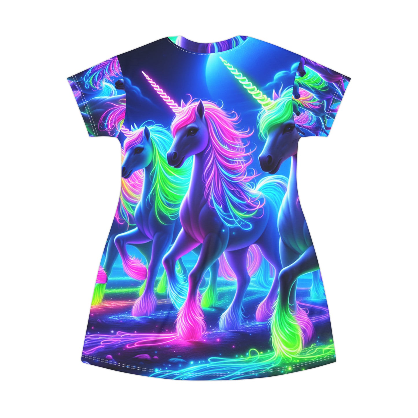 Neon Rainbow Dream Unicorns Neon Unicorns Womans T Shirt Dress