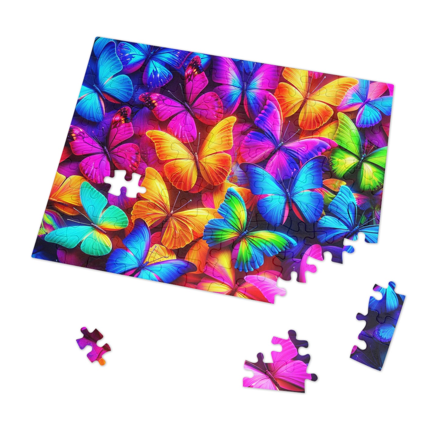 Neon Flutter. - Neon Butterflies Puzzle30, 110, 252, and 1000 Pieces