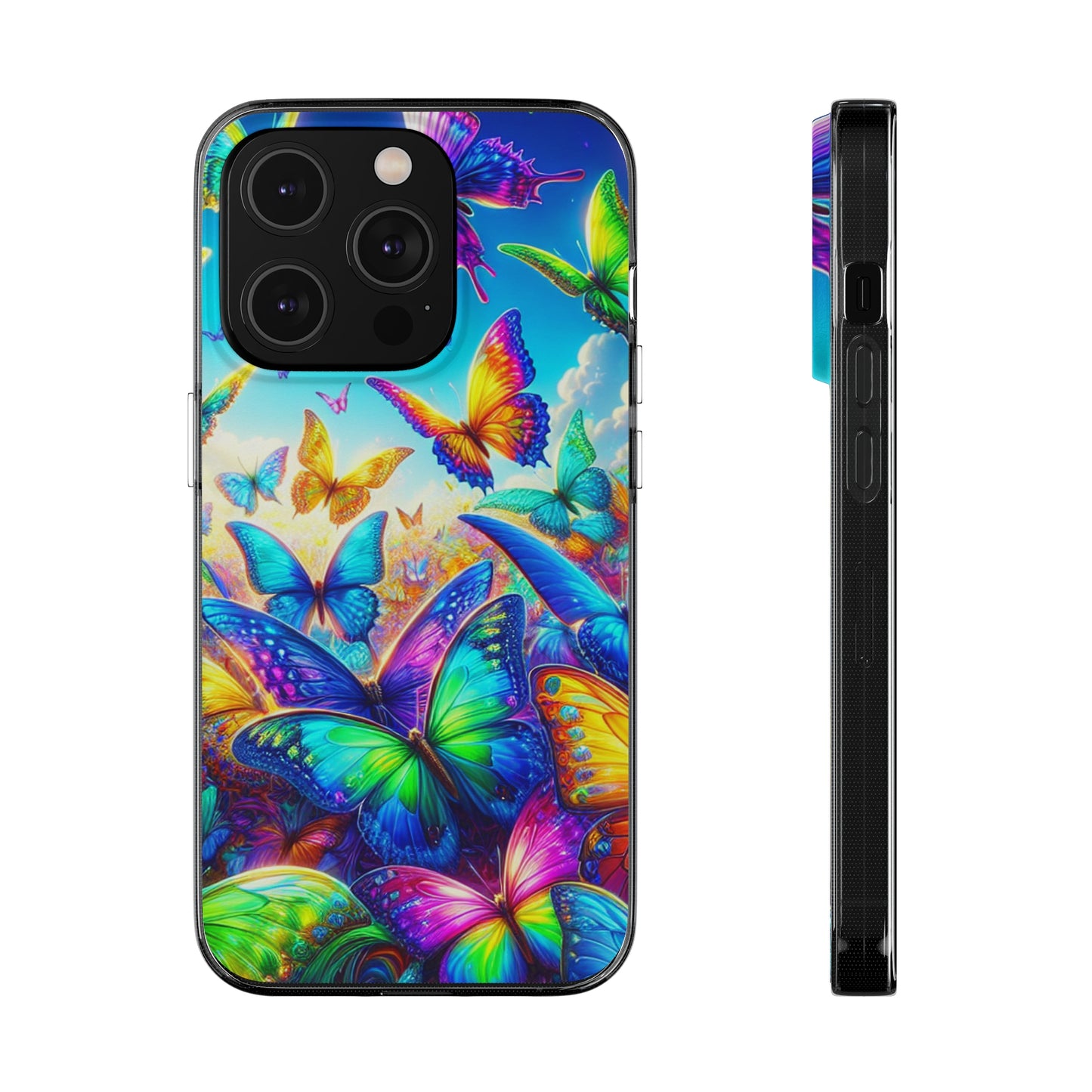 "Neon Brilliance" NEON Butterflies Art Polycarbonate Phone Case Samsung Galaxy s21 s22 Google Pixel 6 Iphone 11 12 13 14 Pro Max Mini Plus