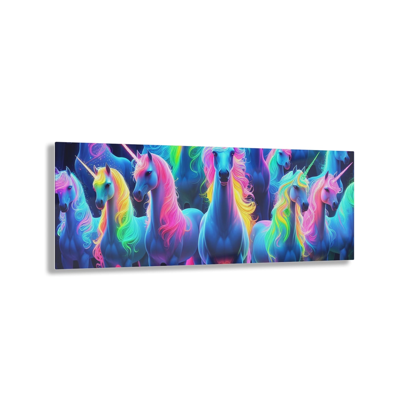 Cosmic Chromatic Unicorns. NEON Unocrons Art 1/4" Glossy Acrylic Art