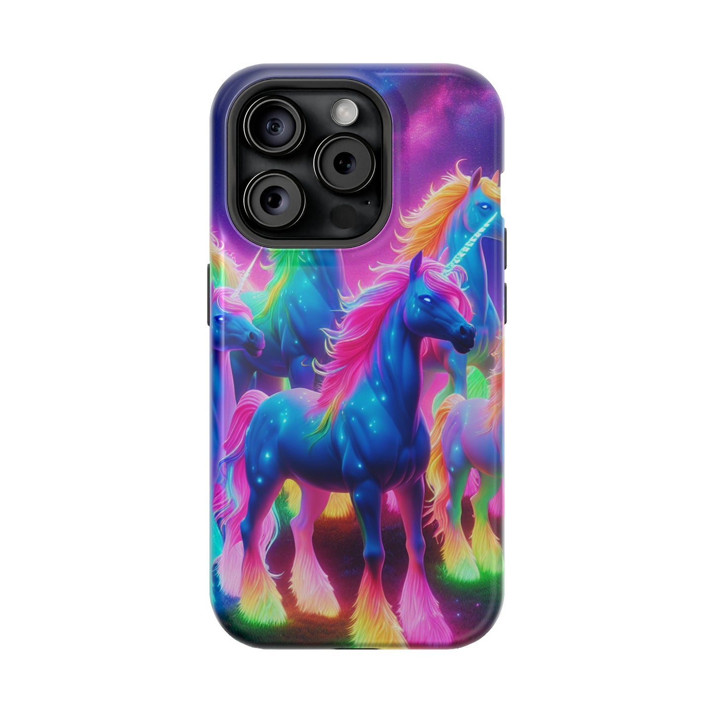 Neon Unicorn Congregation Neon Unicorns Premium Art Magsafe Magnet Tough IPhone 13 14 15 Pro Plus Max and Mini in Matte and Glossy Phone cases