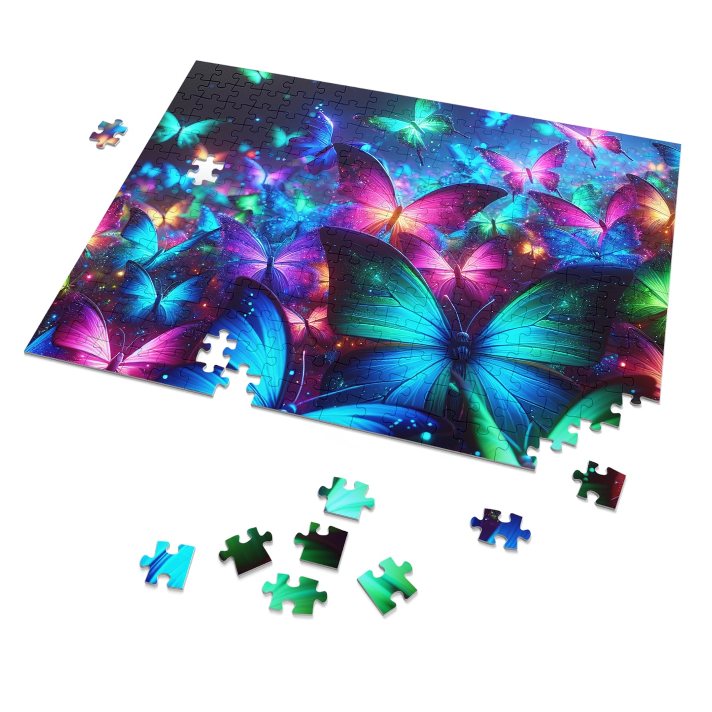 Neon Flutter. - Neon Butterflies Puzzle30, 110, 252, and 1000 Pieces