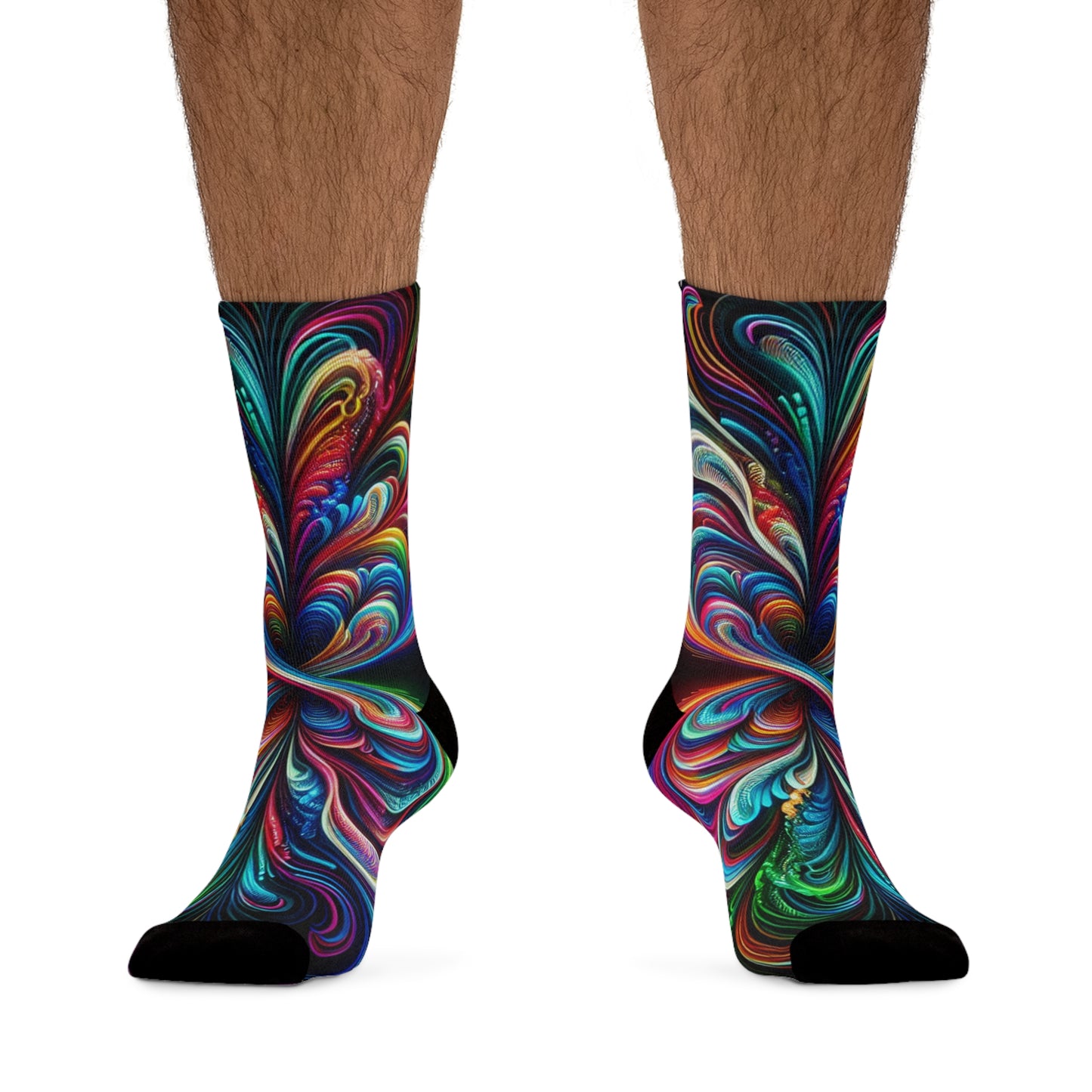 TDB Vibrant Glowing Infinity Weave. Trippy Recycled Poly Socks