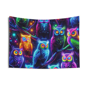 Night Glo Owls. NEON Owls Art Tapestry