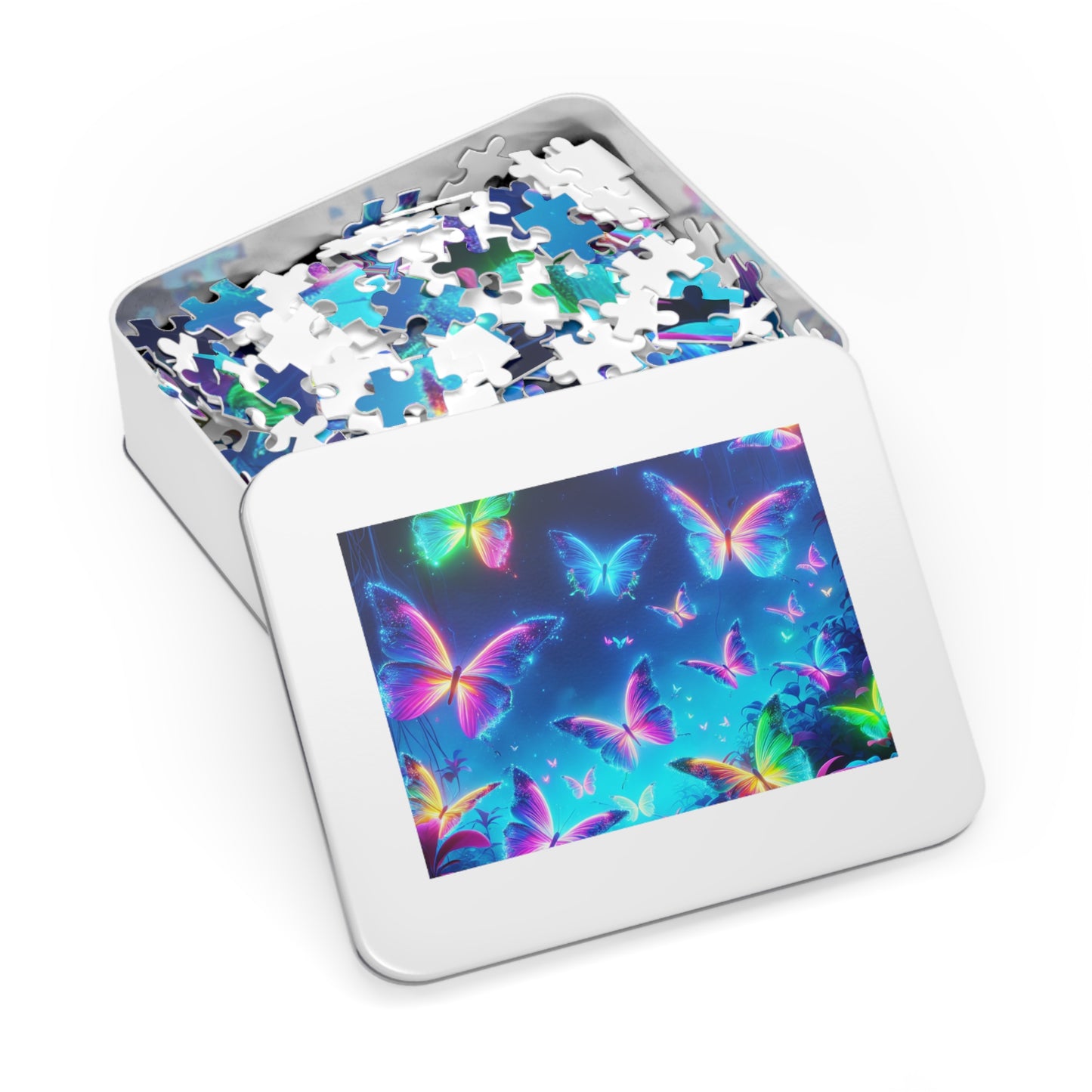 Neon Flight. - Neon Butterflies Puzzle30, 110, 252, and 1000 Pieces