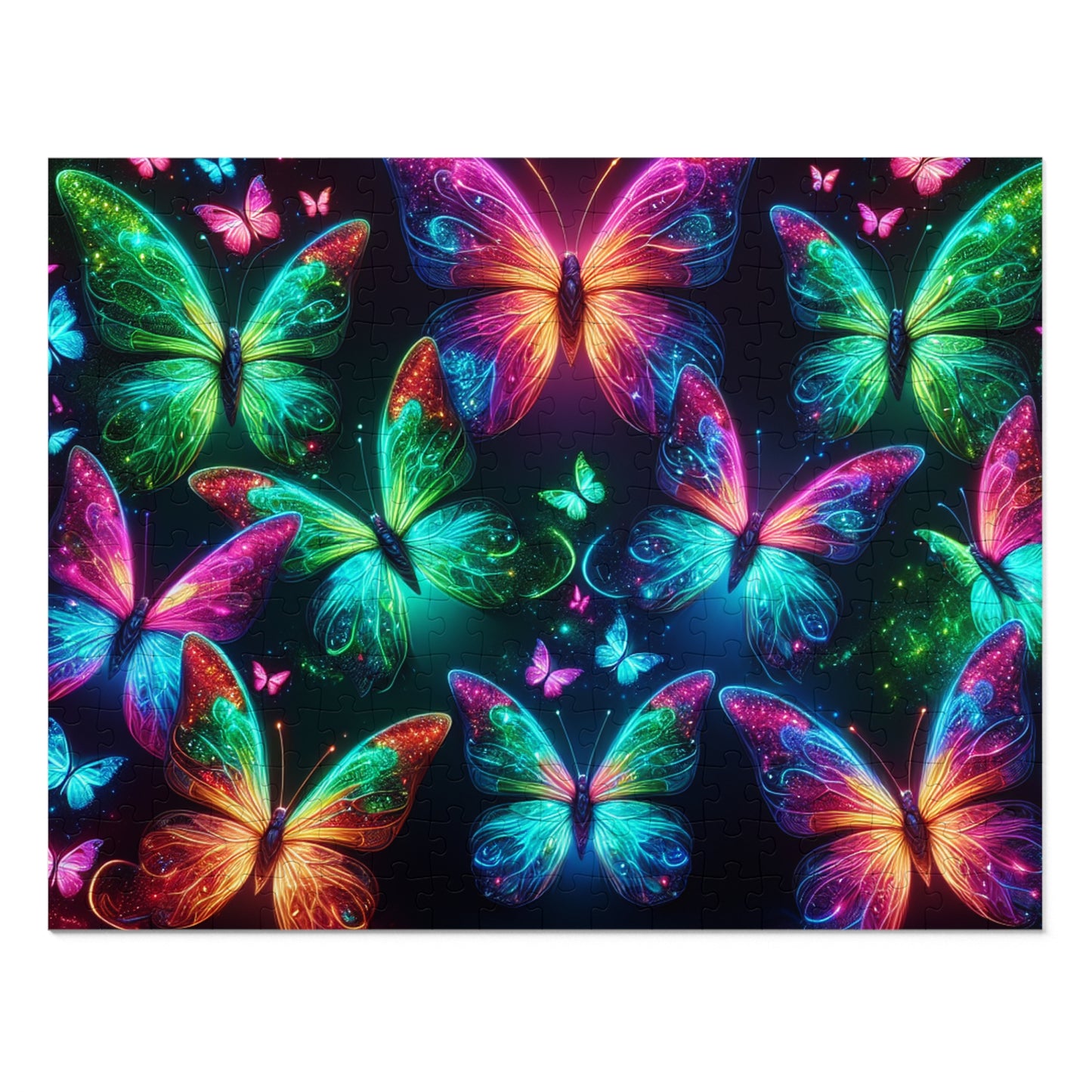 Neon Flutter. - Neon Butterflies Puzzle30, 110, 252, and 1000 Pieces