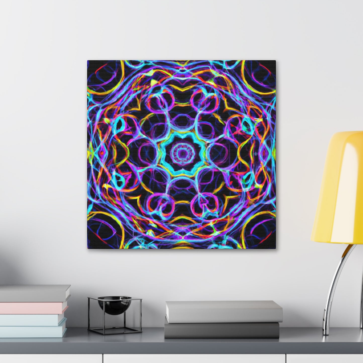 Neon Infinity Voyage. Trippy Infinity Patterns Art Canvas