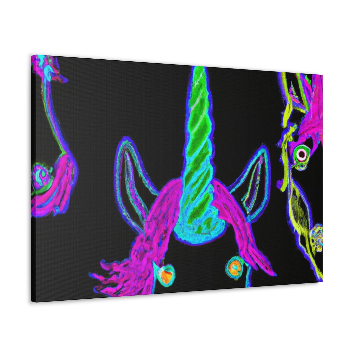 Vibrant Neon Magic. NEON Unicorns Art Canvas