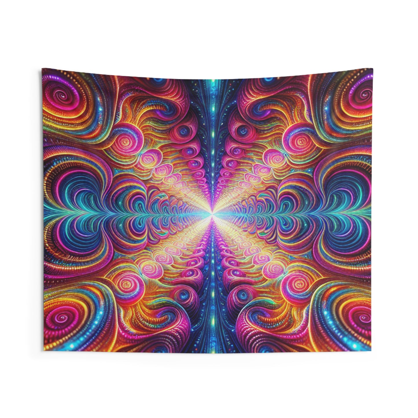Endless Neon Rainbow Vortex. Infinity Patterns Art Tapestry
