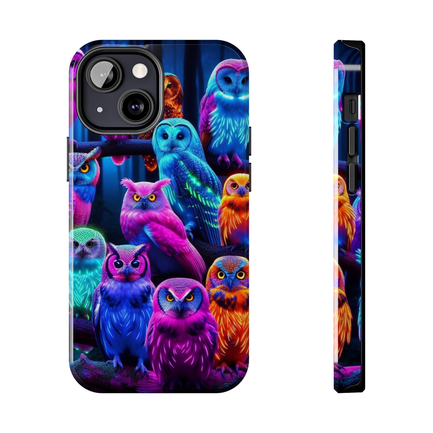 Neon Party of Owls NEON Owls Phone Case Iphone 7 8 9 10 11 12 13 14 Pro Max Mini Plus XR XS SE