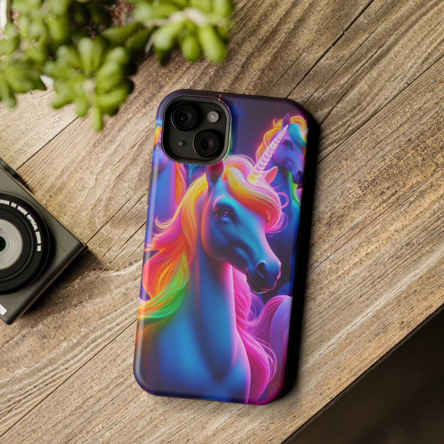 Neon Nighthorn Pride Neon Unicorns Premium Art Magsafe Magnet Tough IPhone 13 14 15 Pro Plus Max and Mini in Matte and Glossy Phone cases