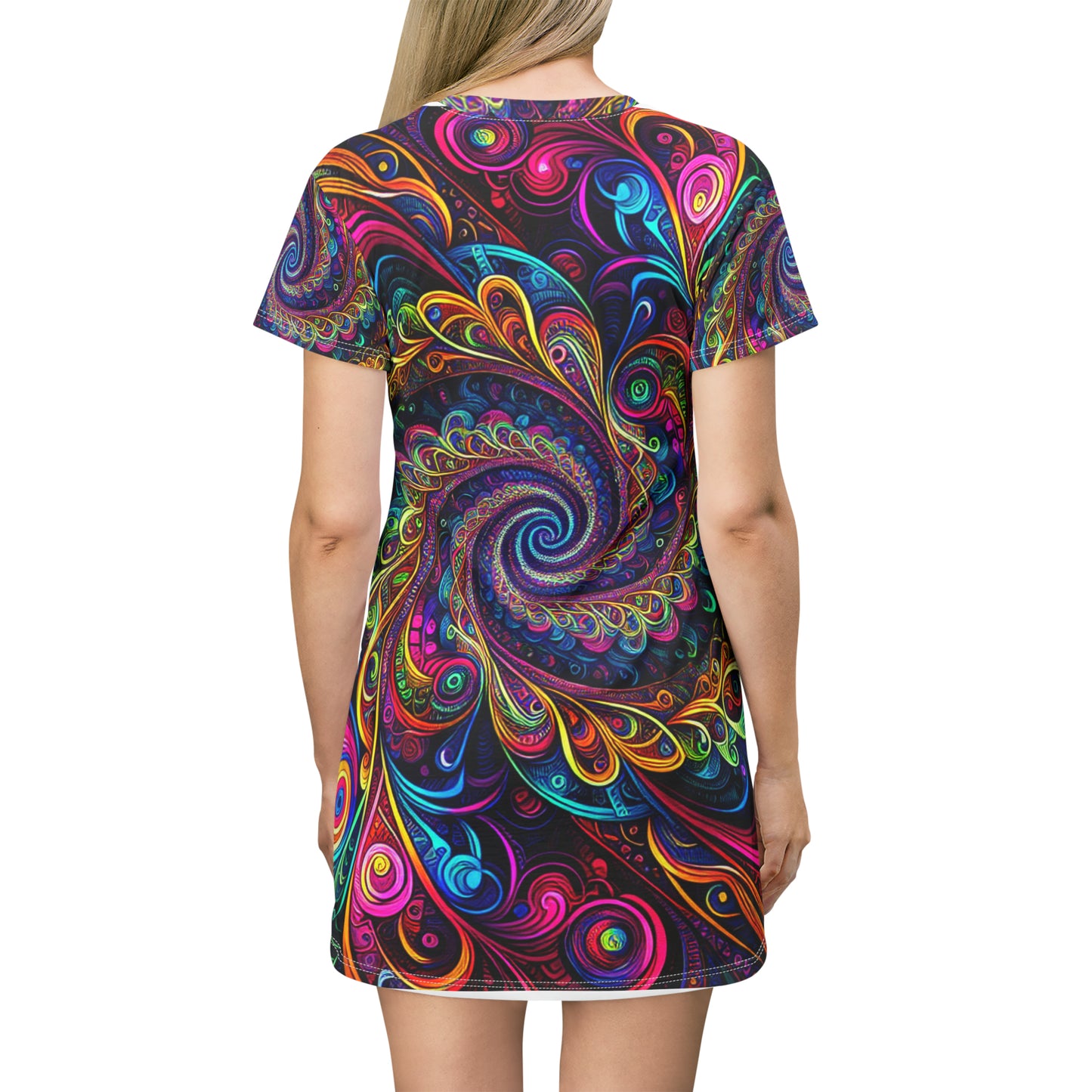 Neon Eternity Vortex. Infinity Patterns Womans T Shirt Dress