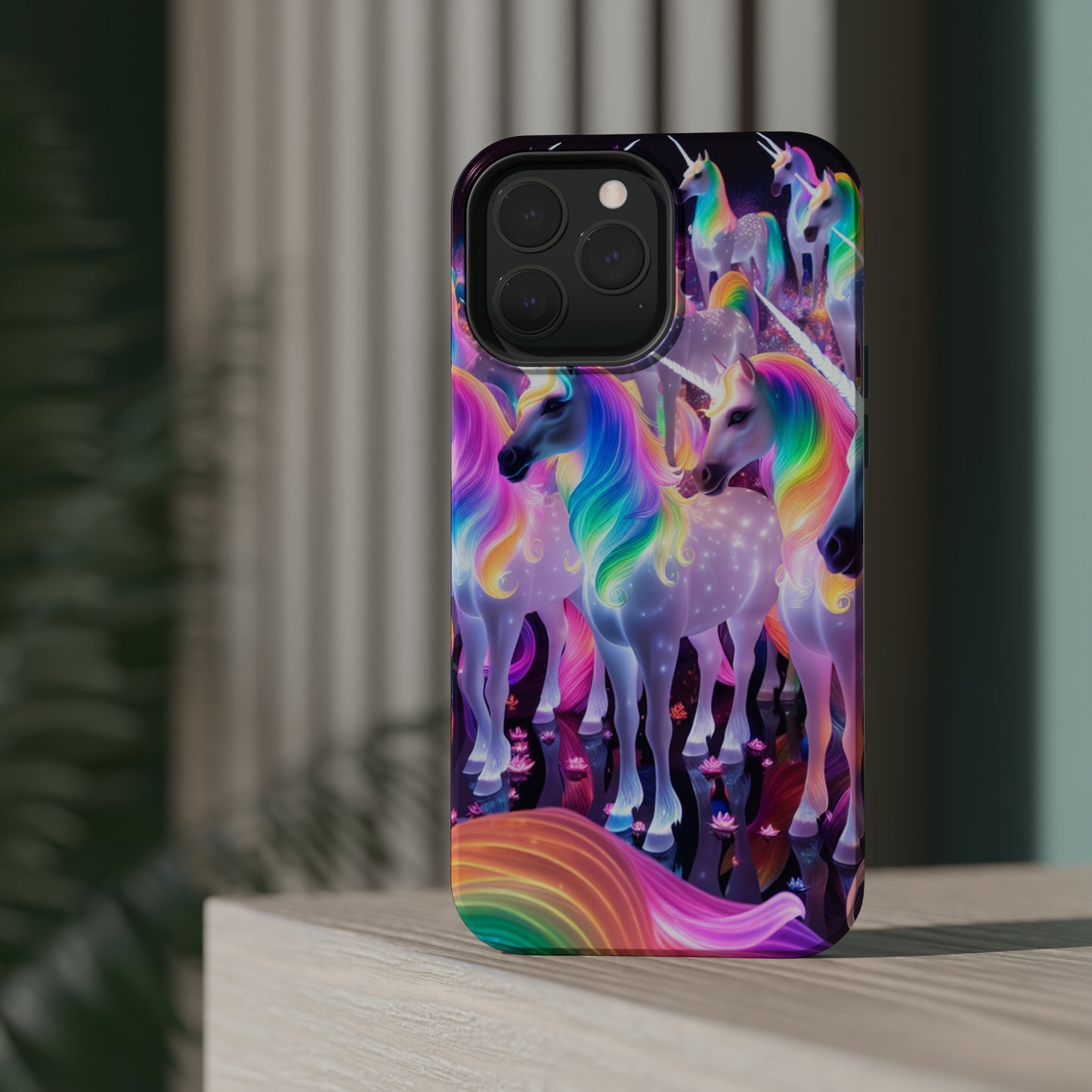 Neon Wonderland Unicorns Neon Unicorns Premium Art Magsafe Magnet Tough IPhone 13 14 15 Pro Plus Max and Mini in Matte and Glossy Phone cases