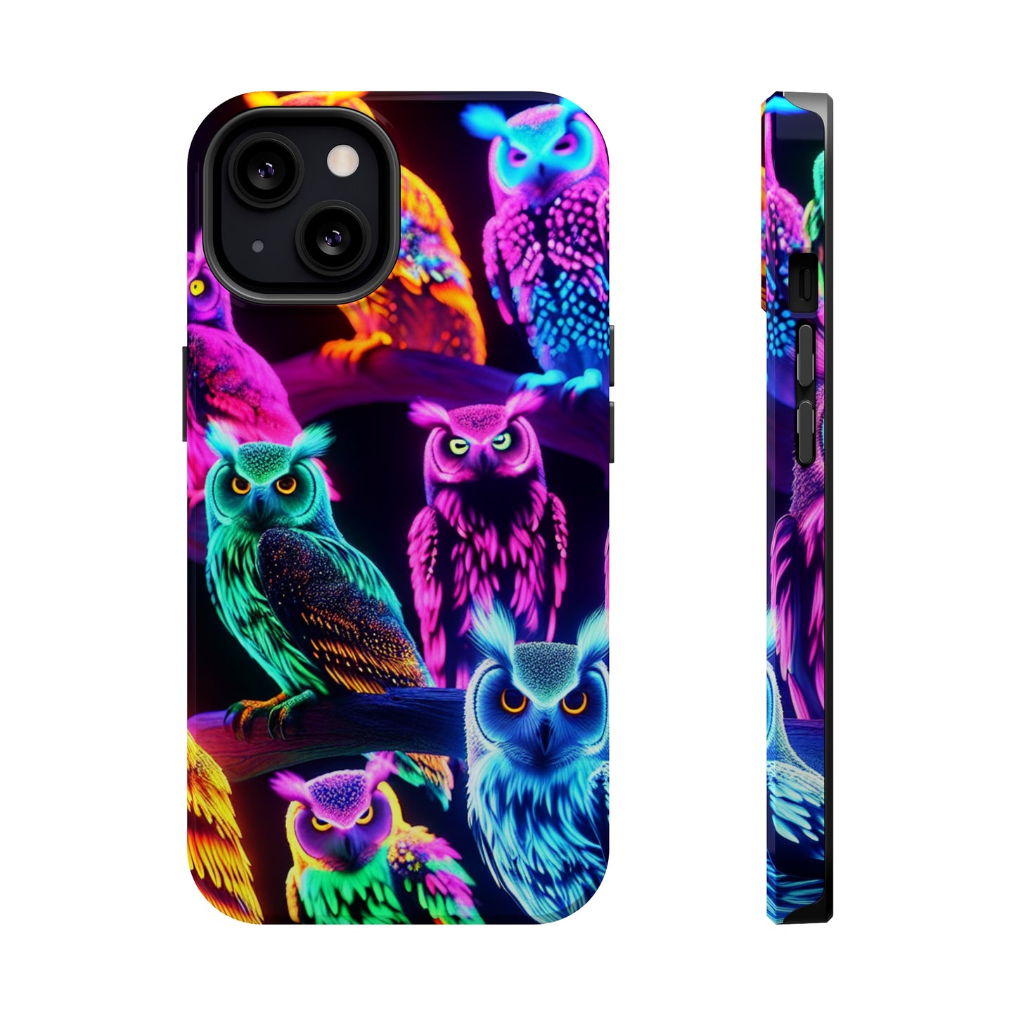 Neon Night Owls. Neon Owls Premium Art Magsafe Magnet Tough IPhone 13 14 15 Pro Plus Max and Mini in Matte and Glossy Phone cases