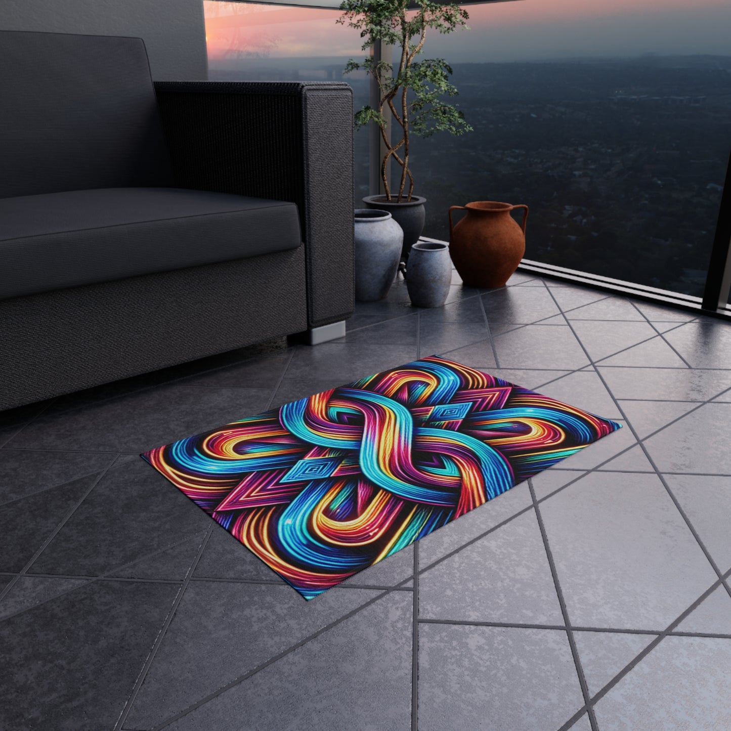 Interstellar Chromatopia. Infinity Patterns Outdoor Rug